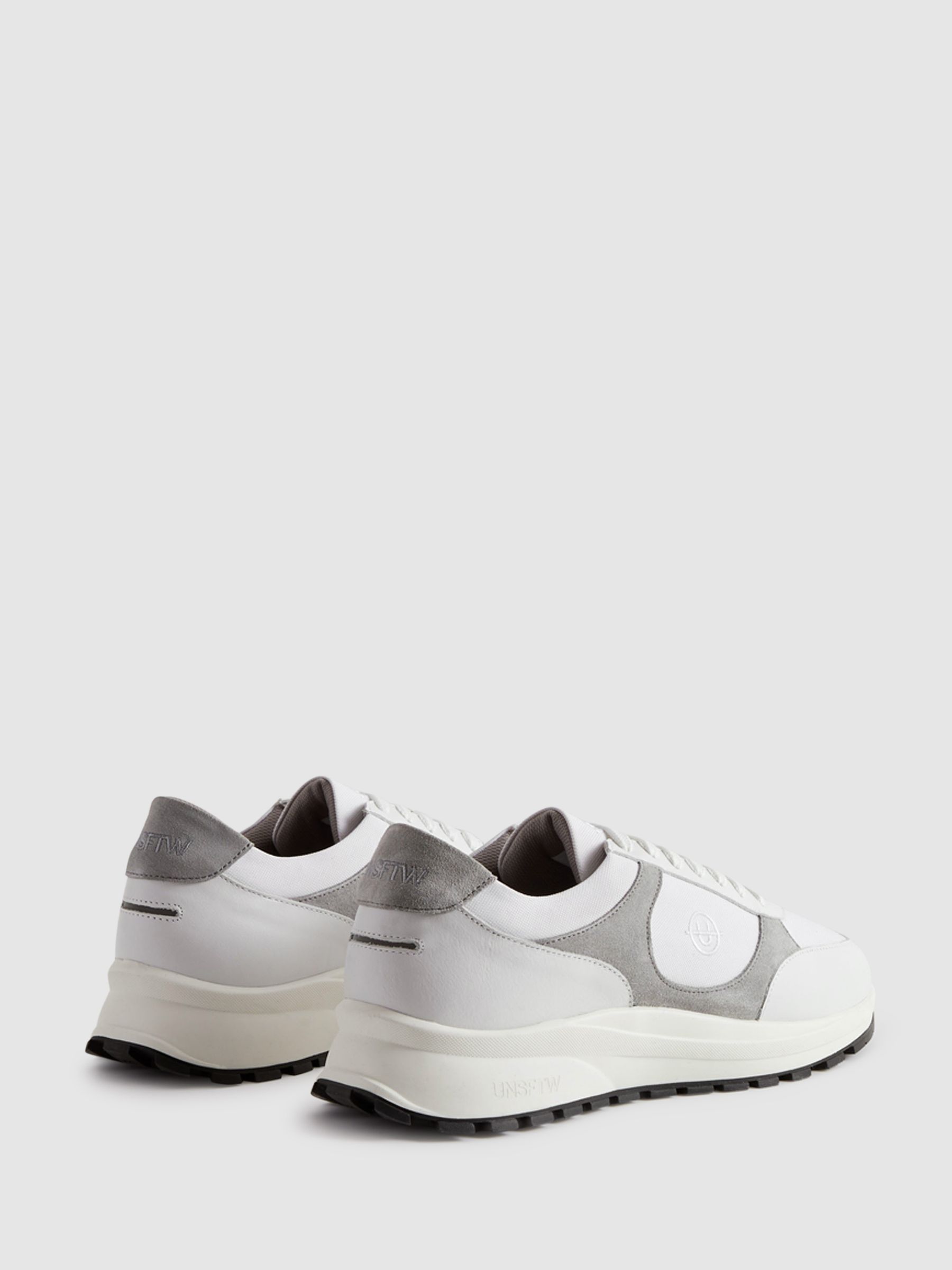 Unseen Suede Leather Plemont Trainers in Grey/White - Image 4 of 5