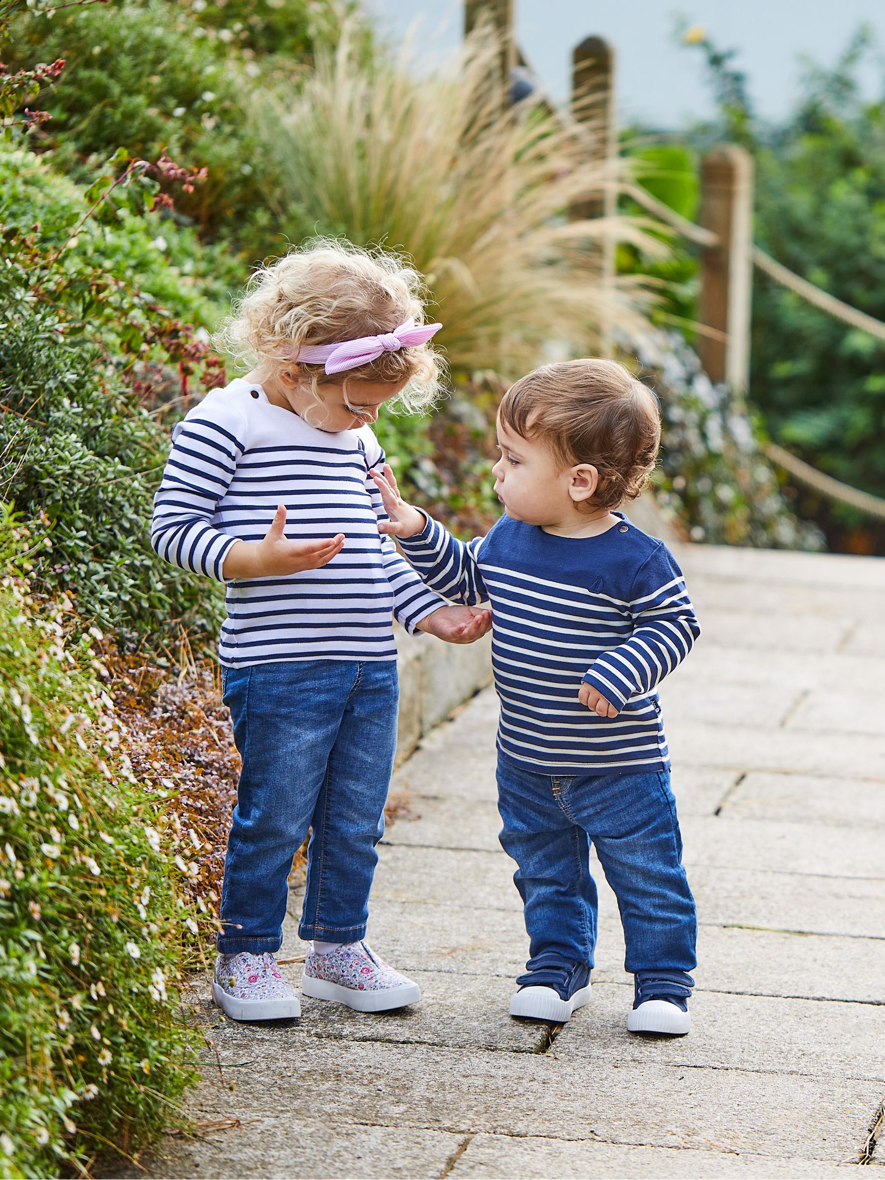 White Navy Stripe Long Sleeved Breton Top - Image 6 of 7