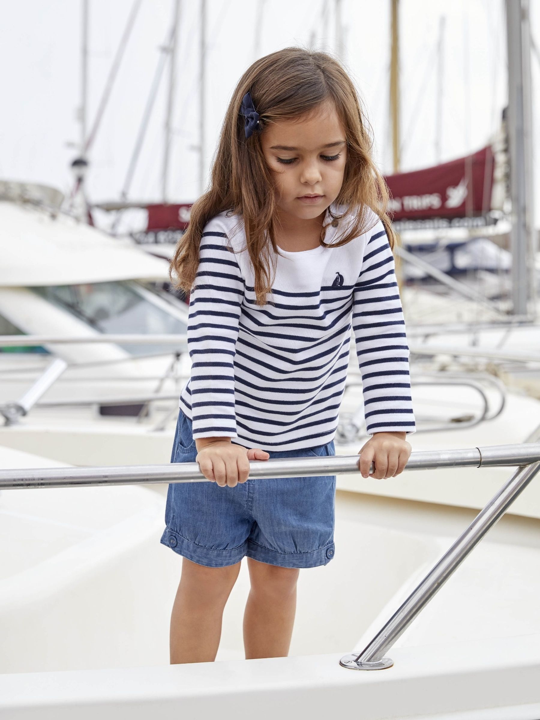 White Navy Stripe Long Sleeved Breton Top - Image 7 of 7