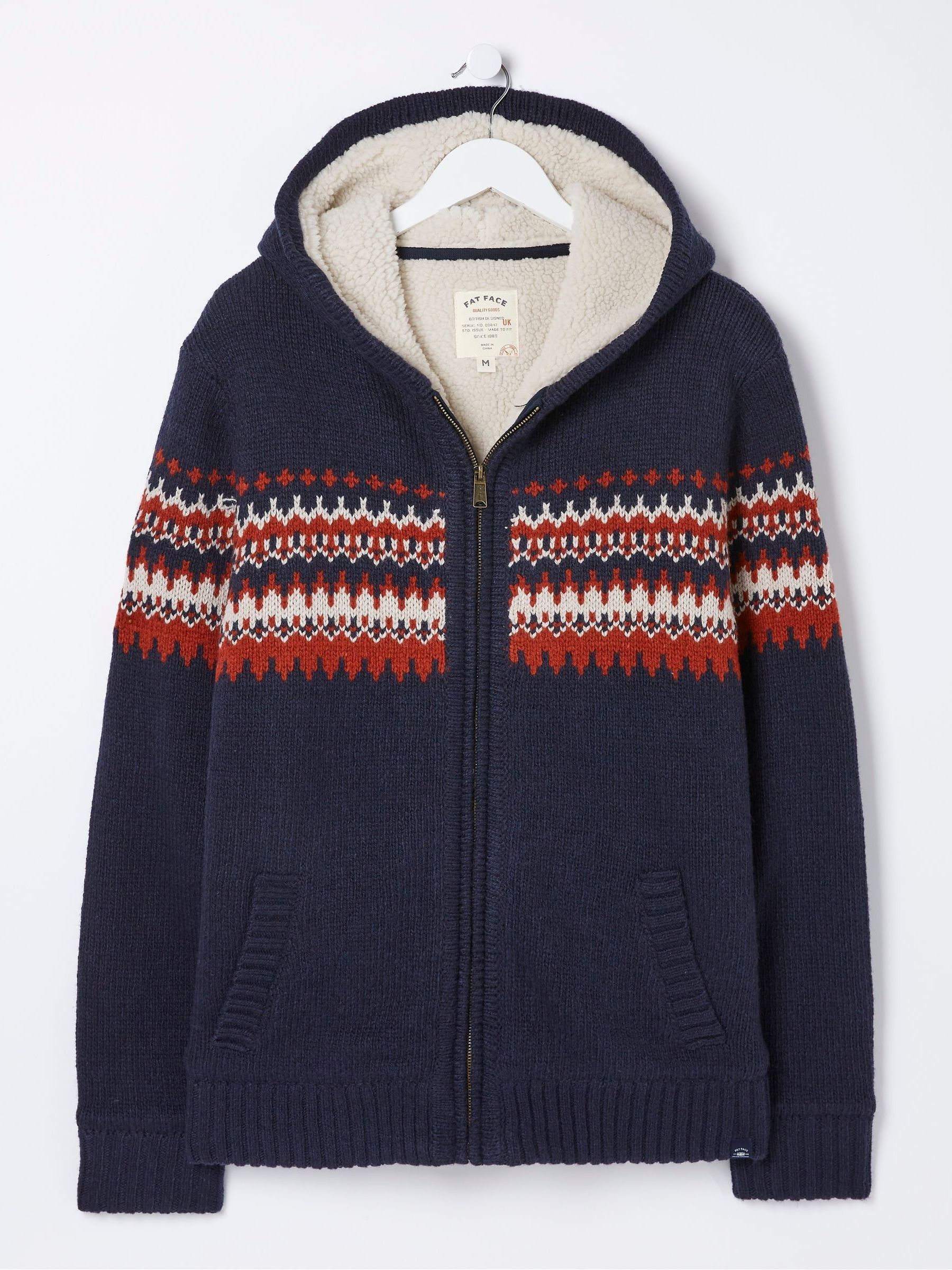 Blue Borg Lined Fairisle Knit Hoodie - Image 5 of 5