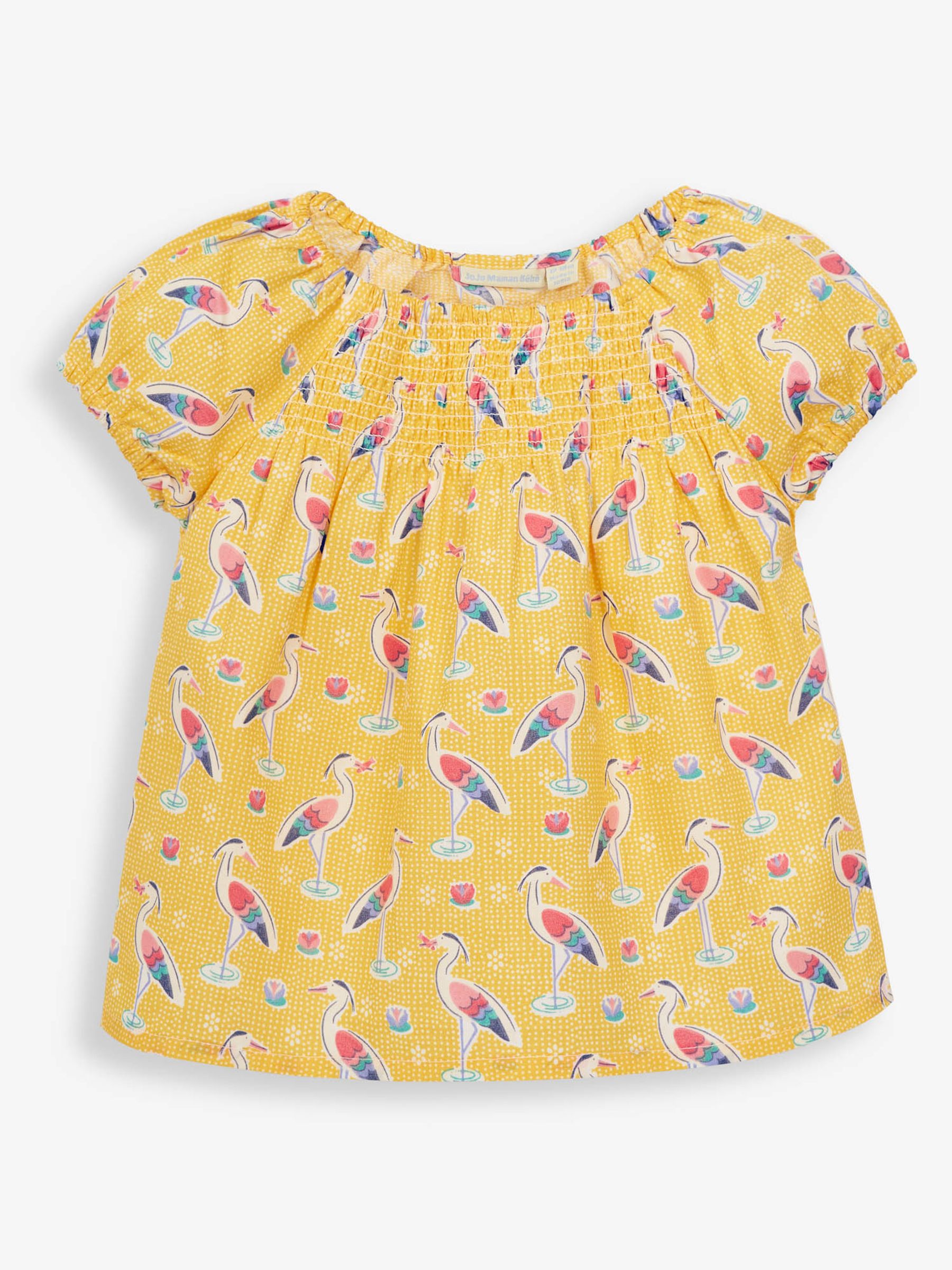 Yellow Girls' Heron Print Smocked Top - Image 1 of 2
