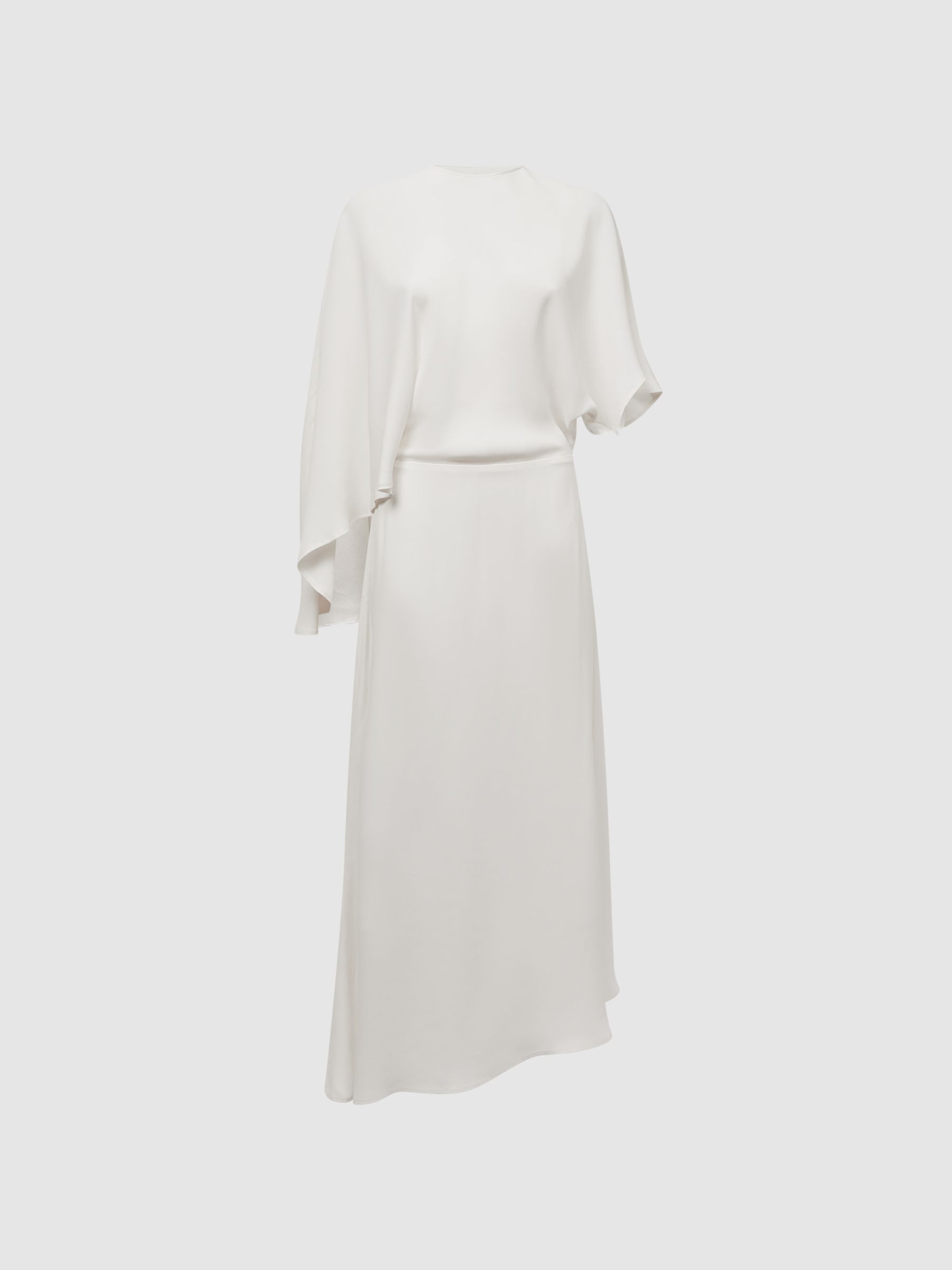 Cape Sleeve Asymmetric Maxi Dress in Ivory - Image 2 of 4
