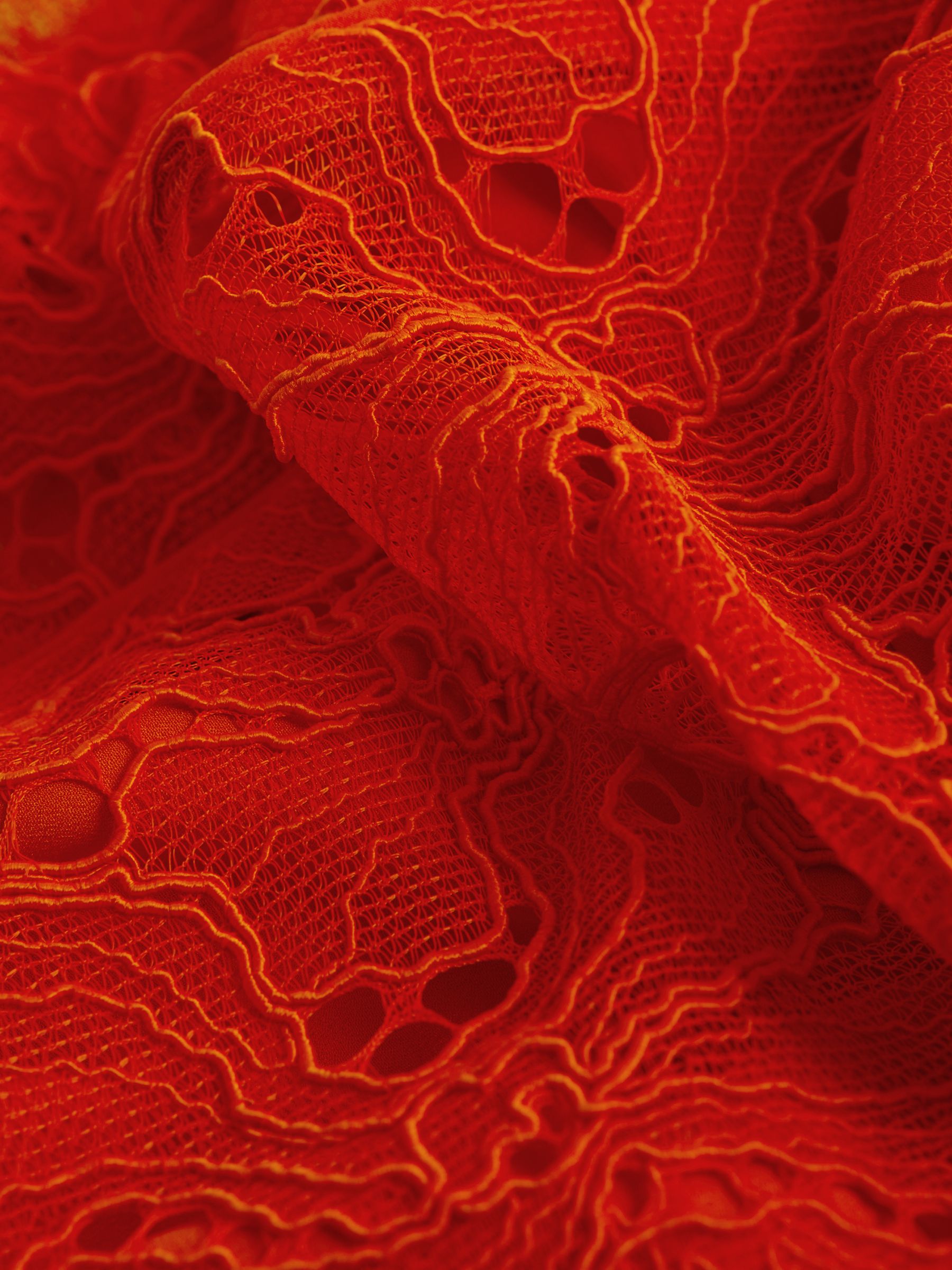 Florere Lace Puff Sleeve Midi Dress in Orange - Image 6 of 6