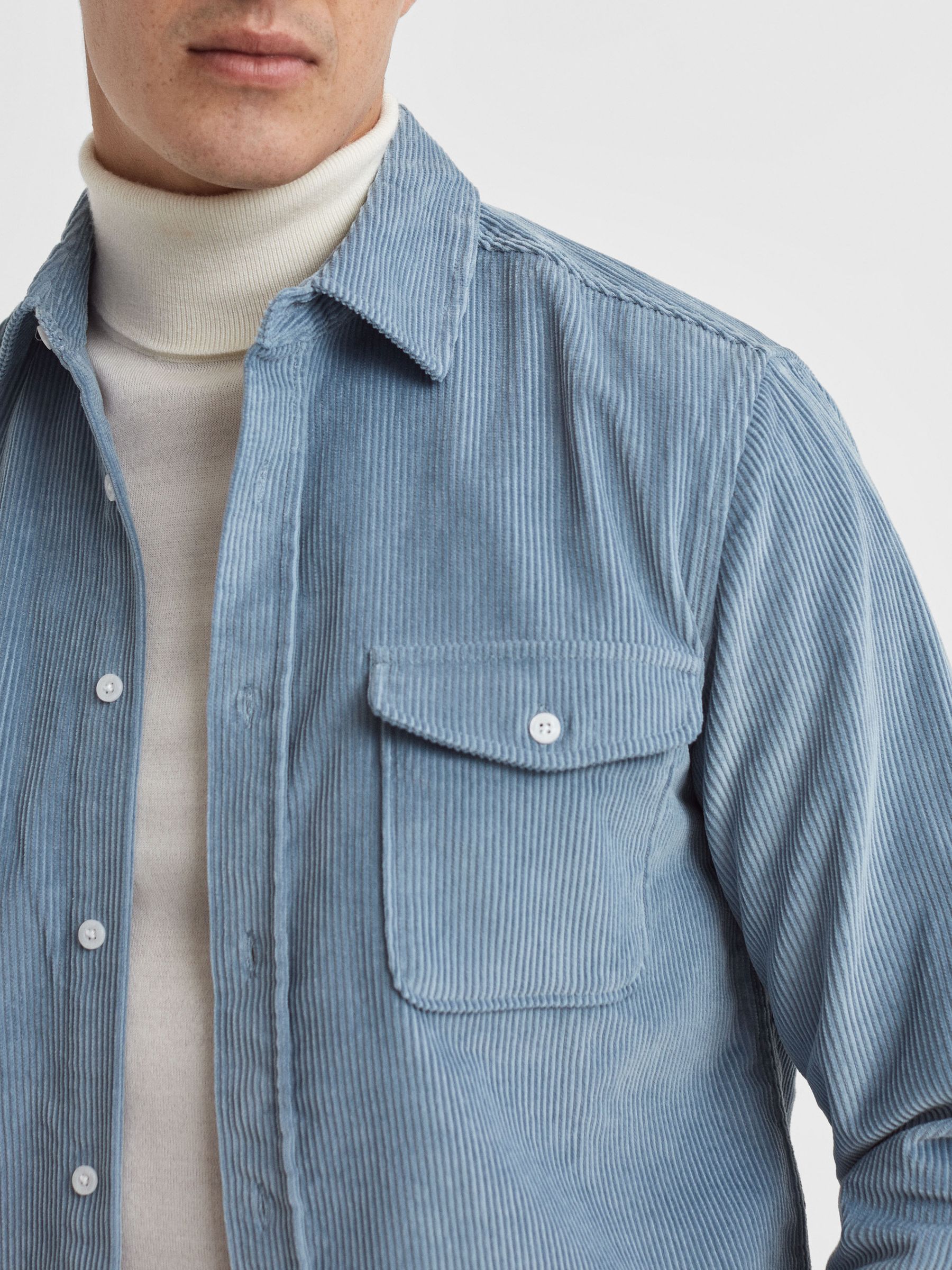 Corduroy Twin Pocket Overshirt in Ashley Blue - Image 4 of 5