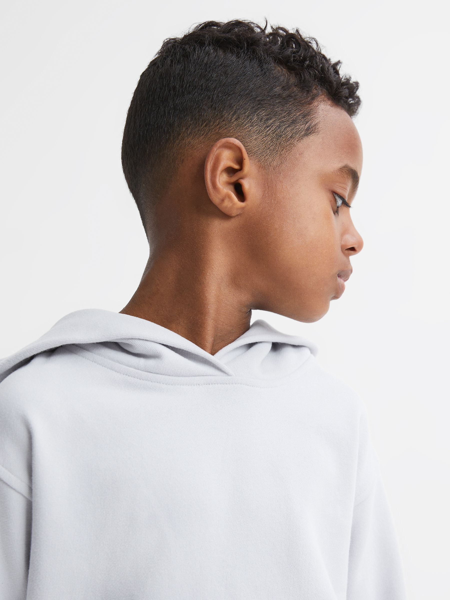 Junior Oversized Cotton Jersey Hoodie in Ice Blue - Image 3 of 5