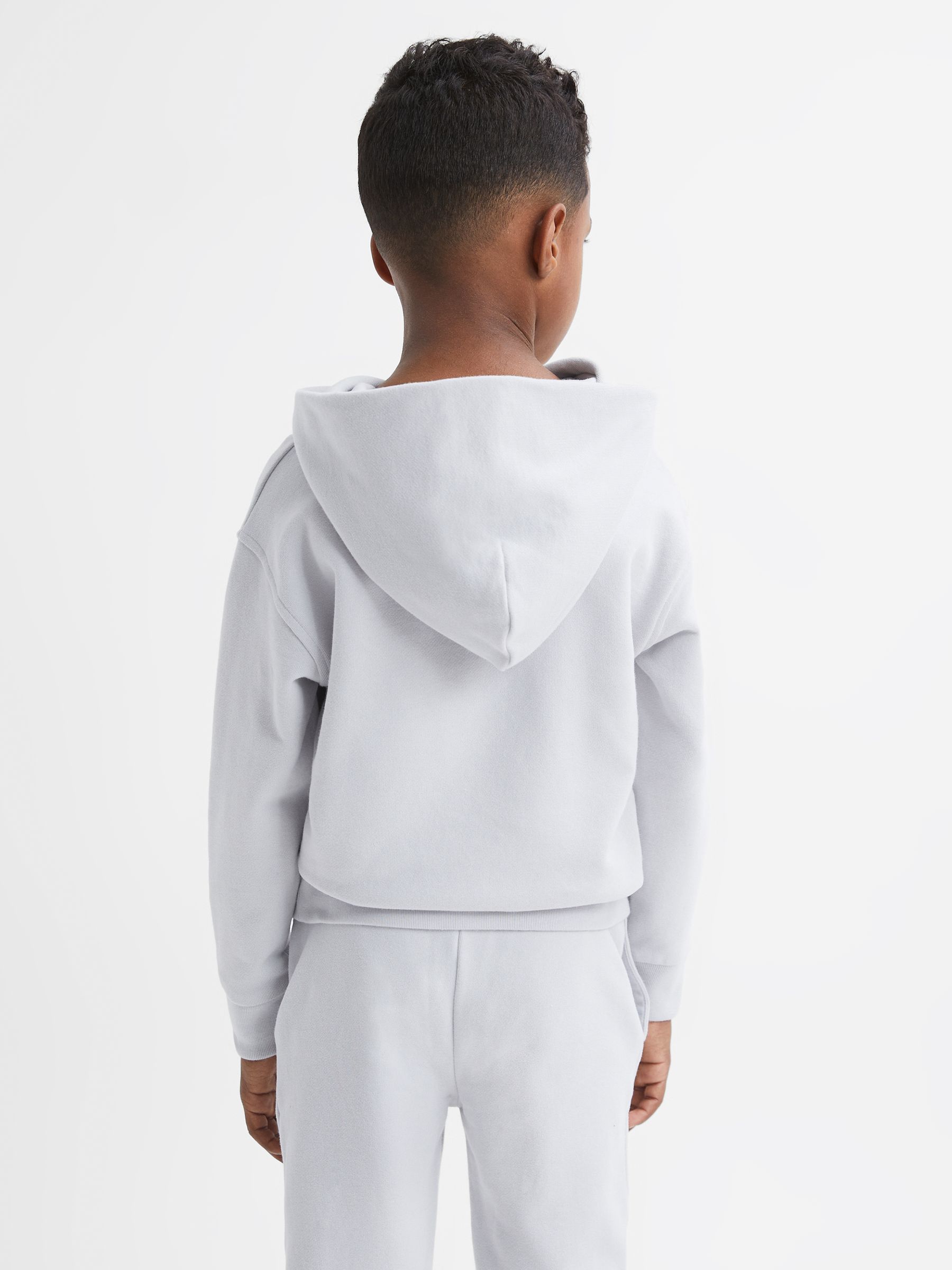 Junior Oversized Cotton Jersey Hoodie in Ice Blue - Image 4 of 5
