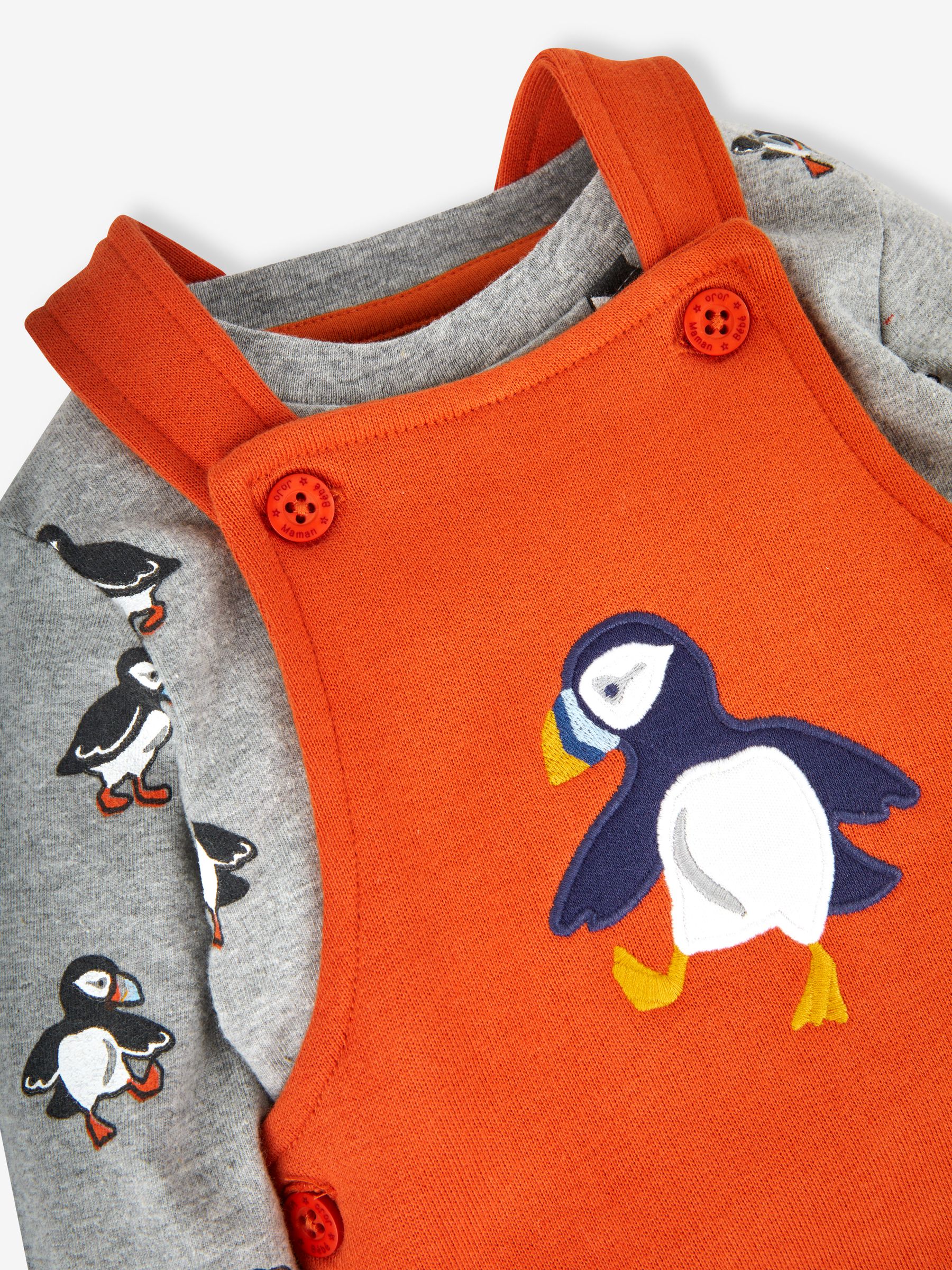 Orange Puffin Boys' Sausage Dog Appliqué Pocket Dungarees & Top Set - Image 5 of 5