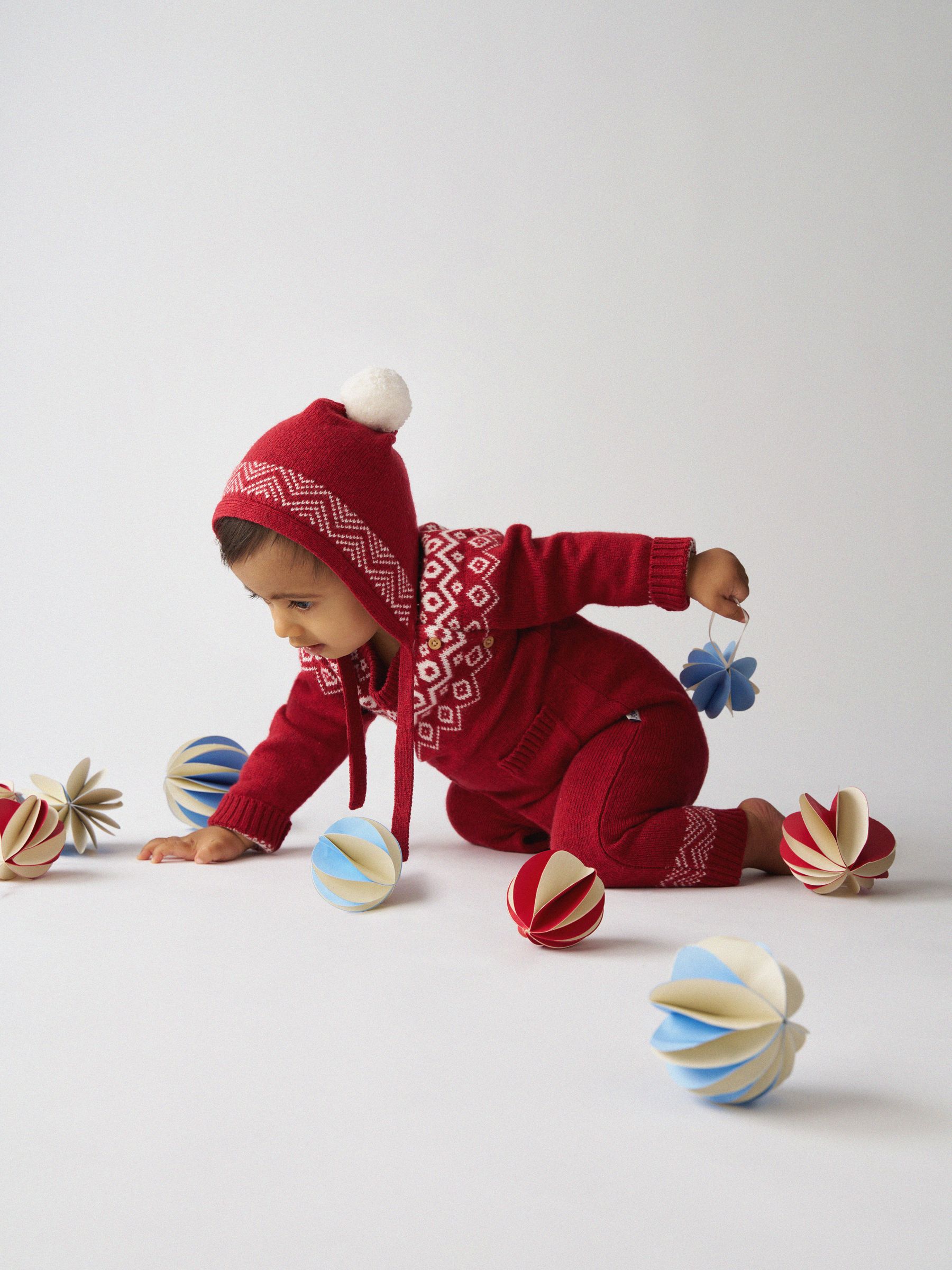 Red Fairisle Fair Isle Knitted Romper - Image 1 of 8