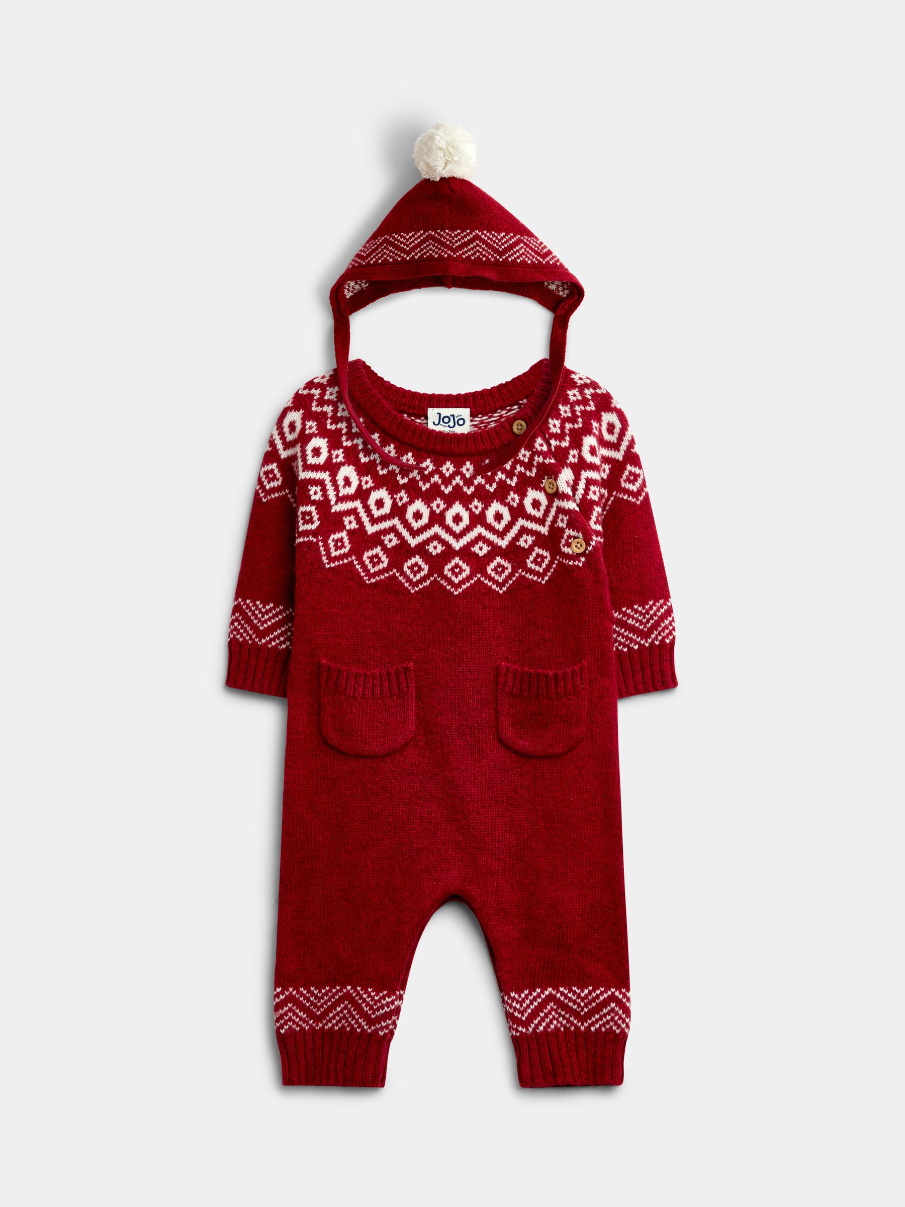 Red Fairisle Fair Isle Knitted Romper - Image 3 of 8