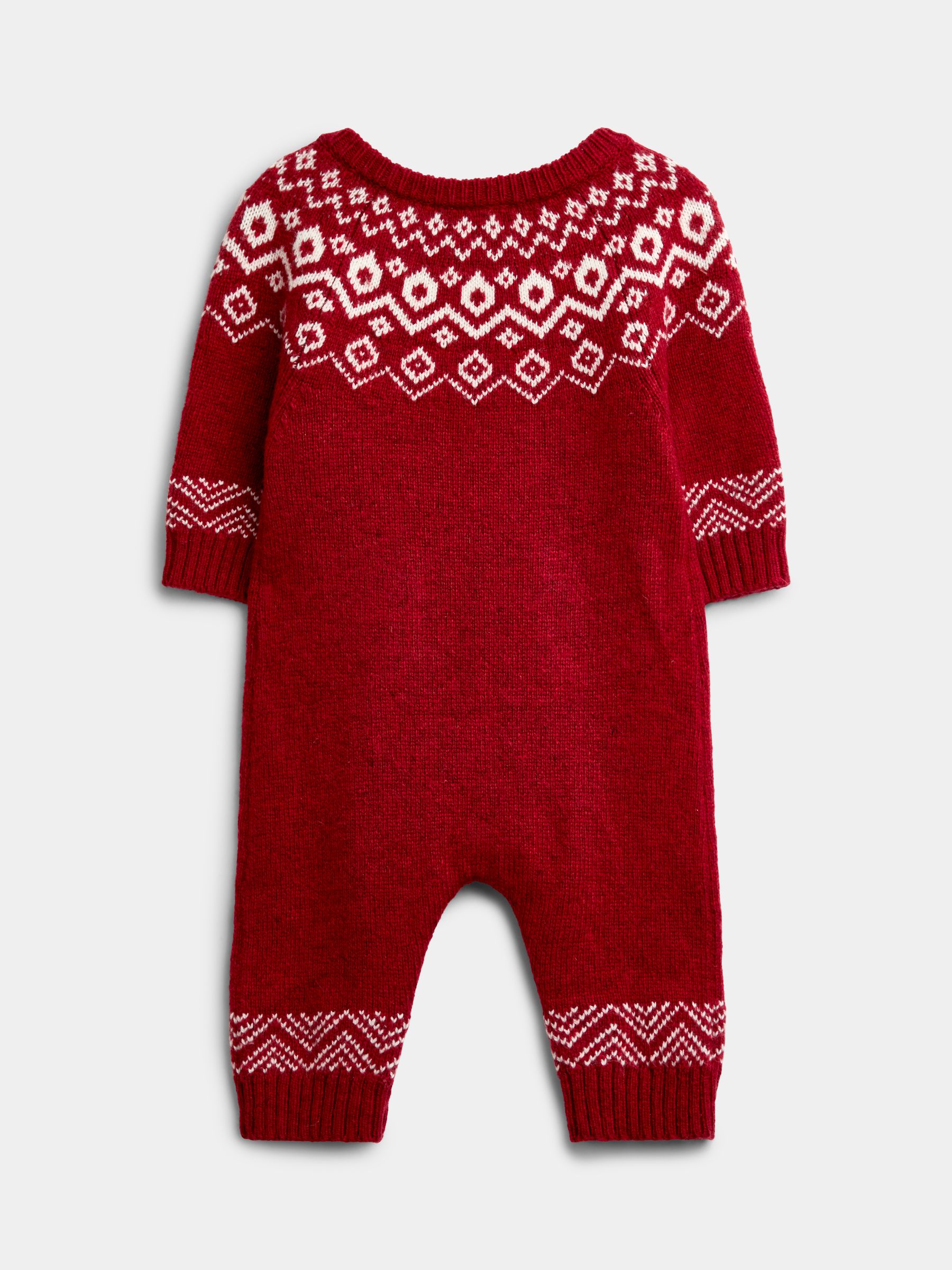 Red Fairisle Fair Isle Knitted Romper - Image 5 of 8