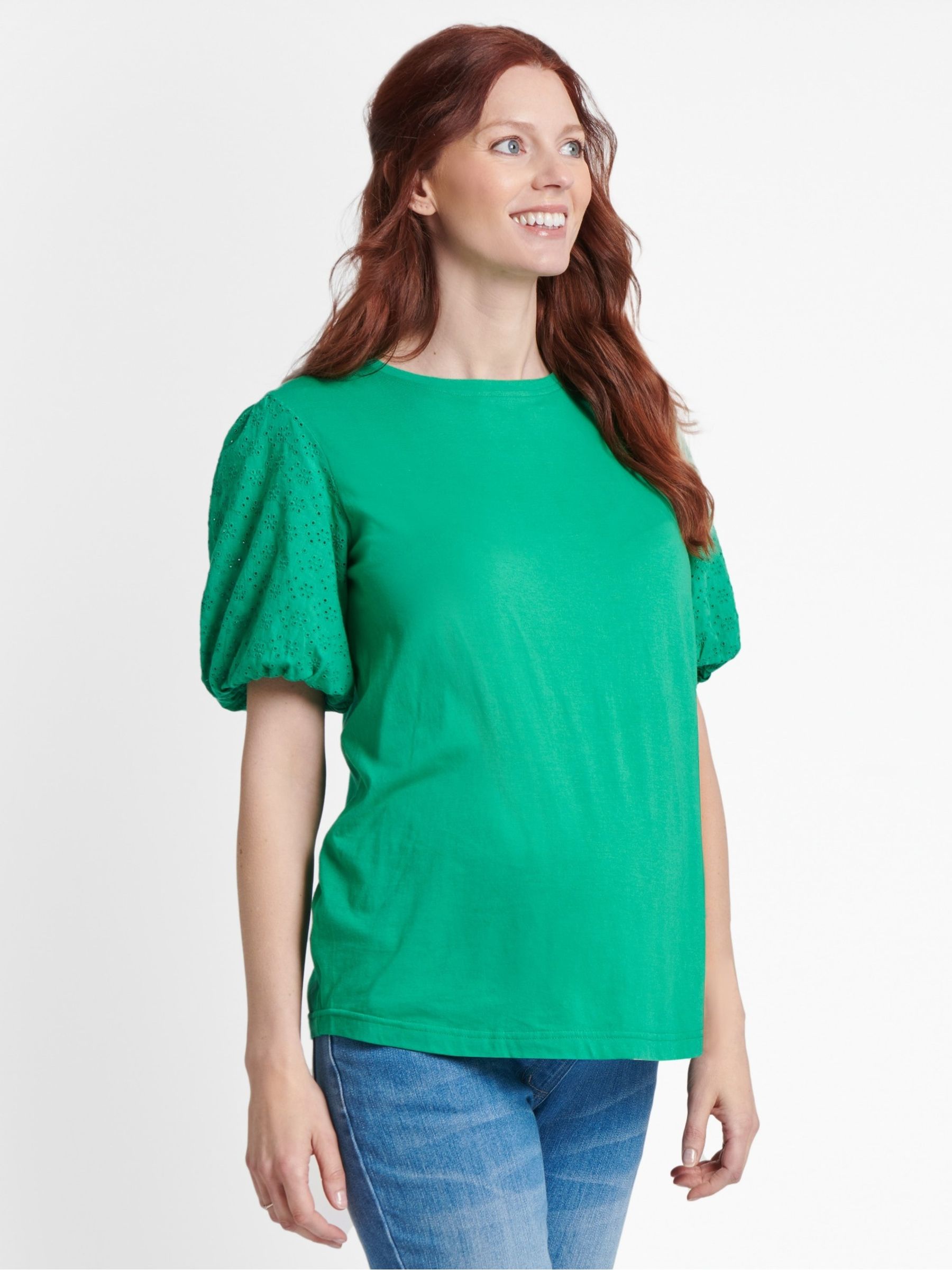 Green Broderie Sleeve Maternity T-Shirt - Image 3 of 4