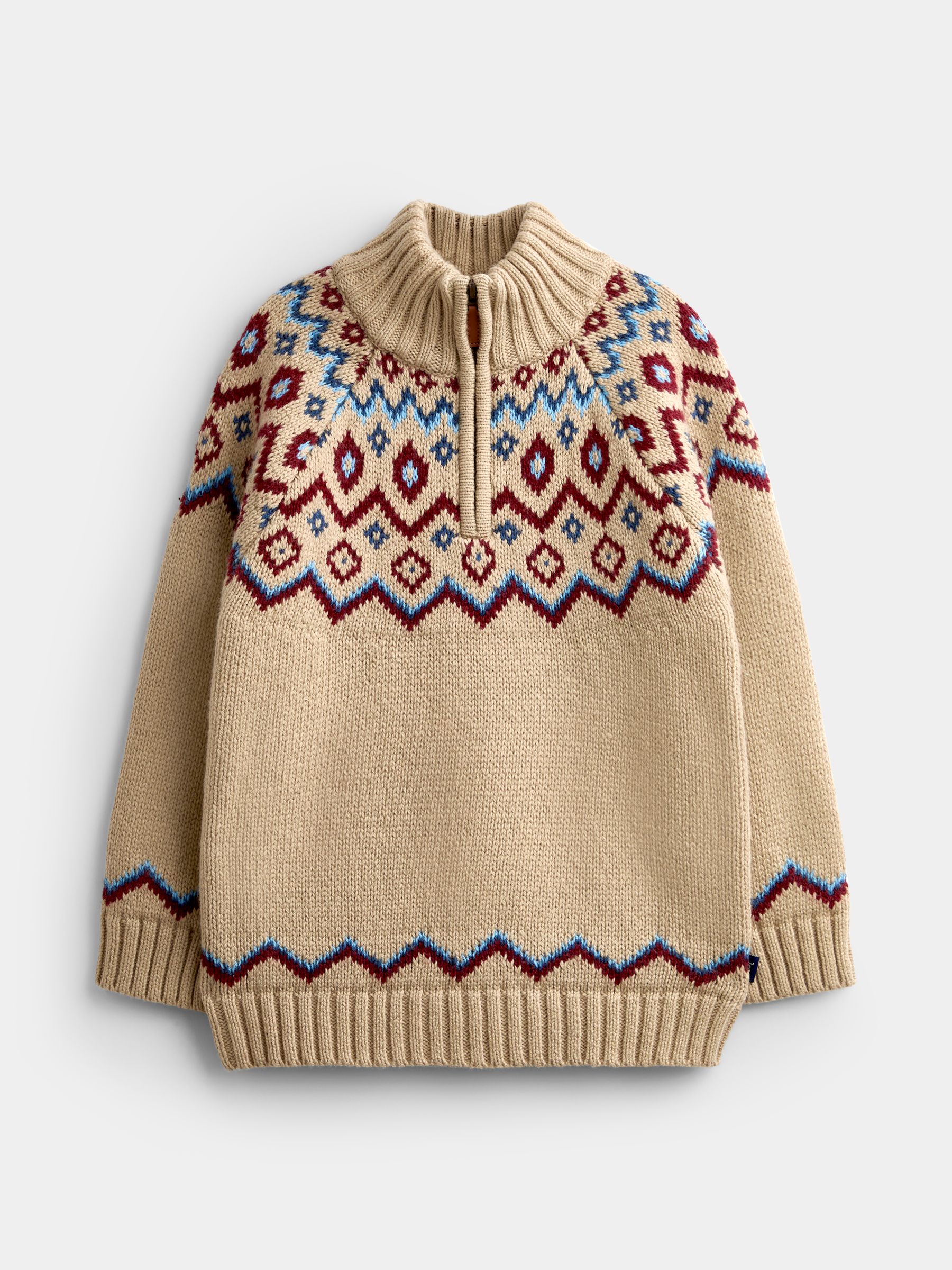 Natural Nordic Half Zip Knitted Jumper - Image 2 of 5 Natural Nordic Half Zip Knitted Jumper - Image 2 of 5