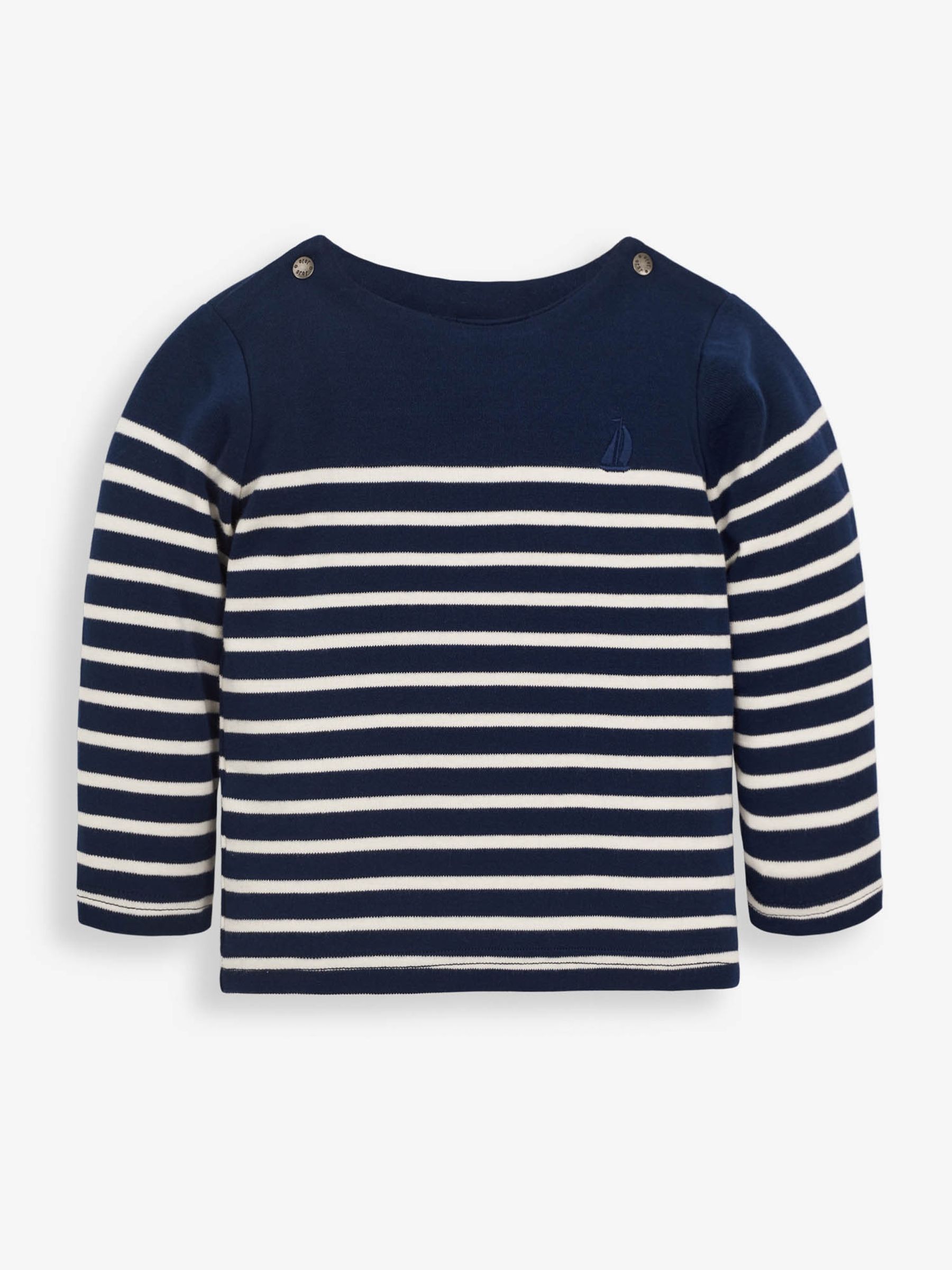 Navy Blue Ecru Cream Stripe Long Sleeved Breton Top - Image 1 of 4
