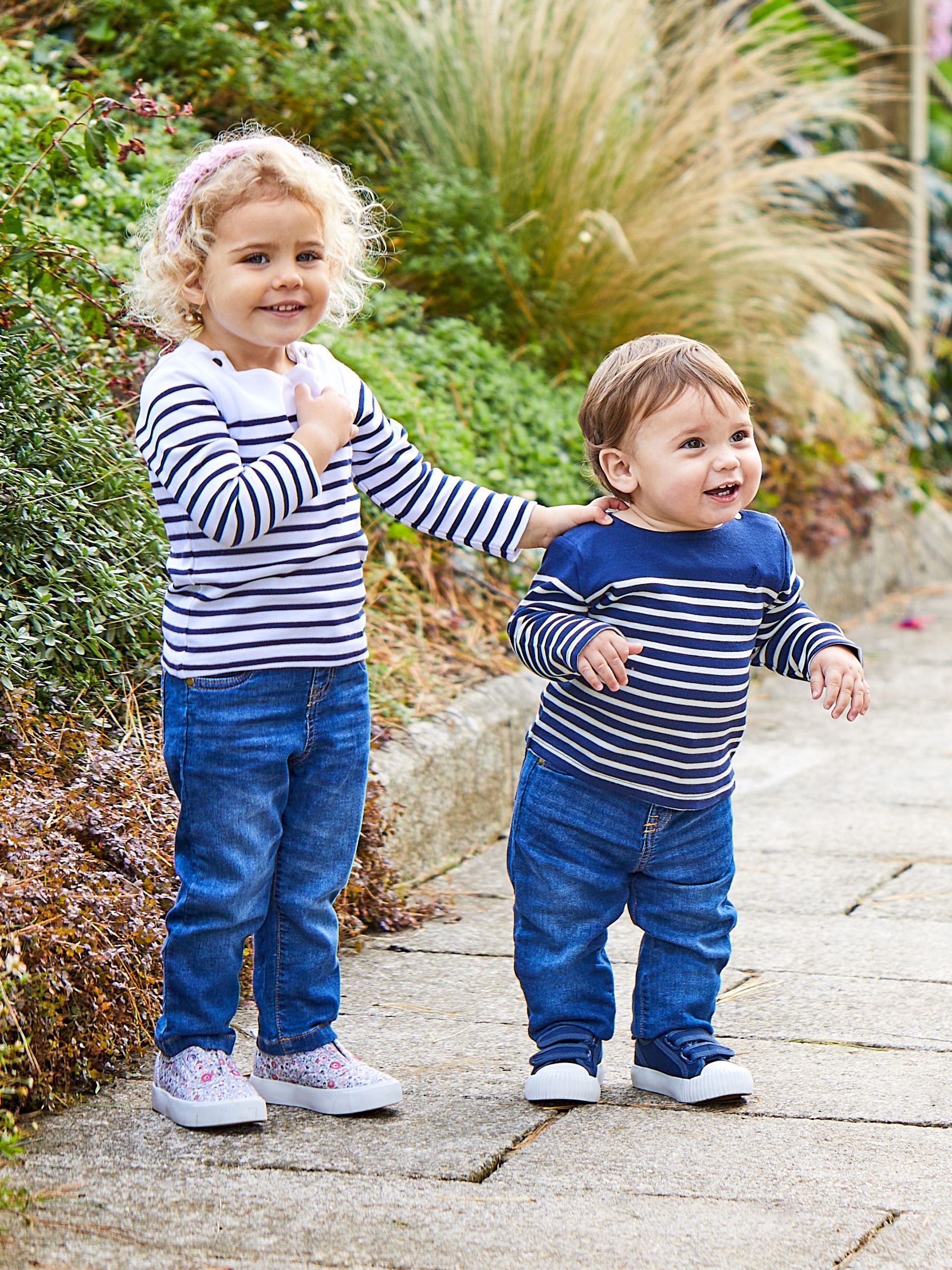Navy Blue Ecru Cream Stripe Long Sleeved Breton Top - Image 2 of 4