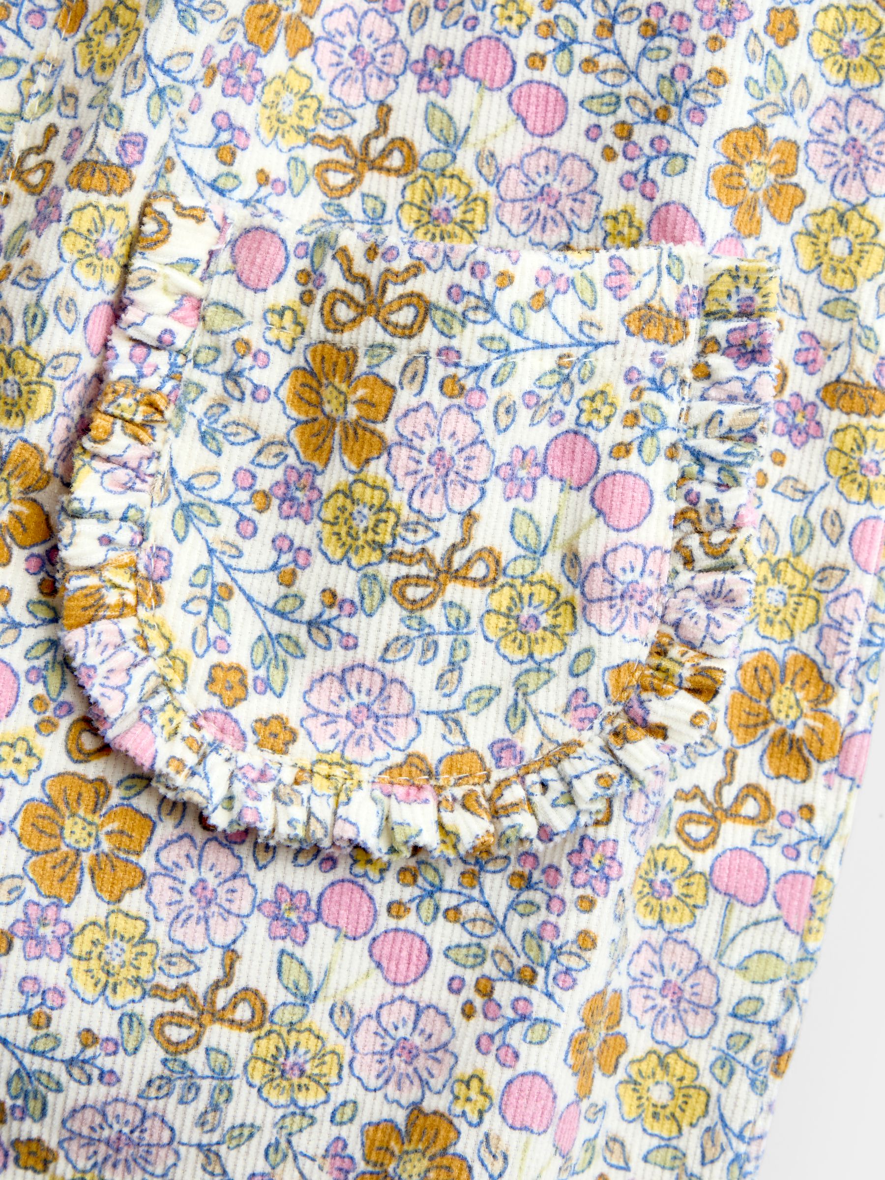 Dusky Pink Ditsy Floral Cord Dungaree & Body Set - Image 6 of 6