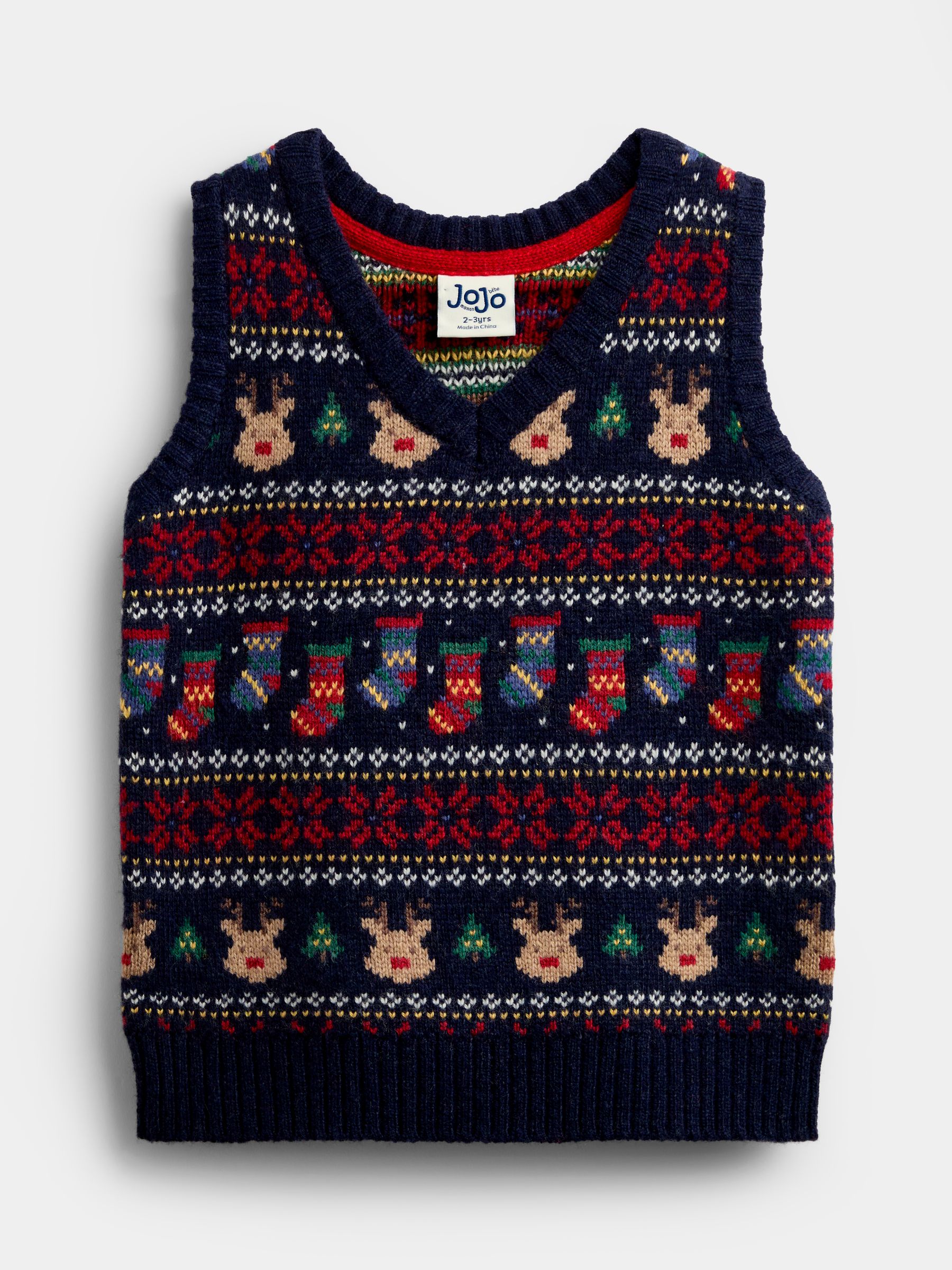 Navy Blue Christmas Character Fairisle Tank Top - Image 1 of 4 Navy Blue Christmas Character Fairisle Tank Top - Image 1 of 4
