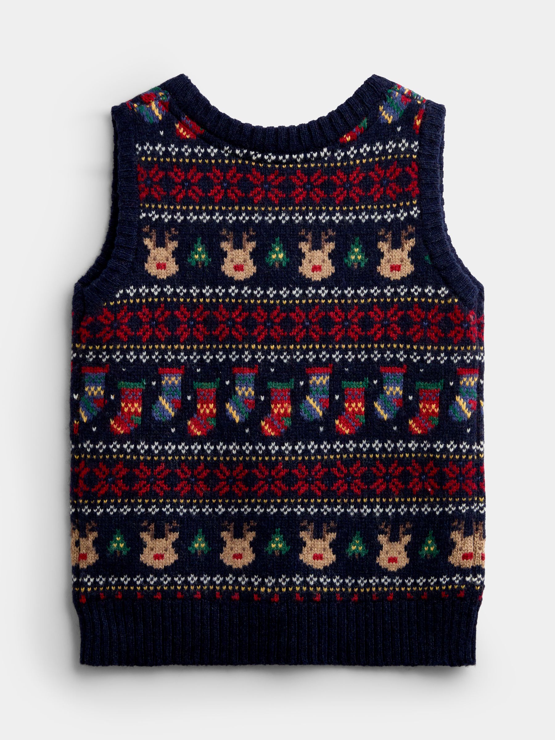 Navy Blue Christmas Character Fairisle Tank Top - Image 2 of 4 Navy Blue Christmas Character Fairisle Tank Top - Image 2 of 4