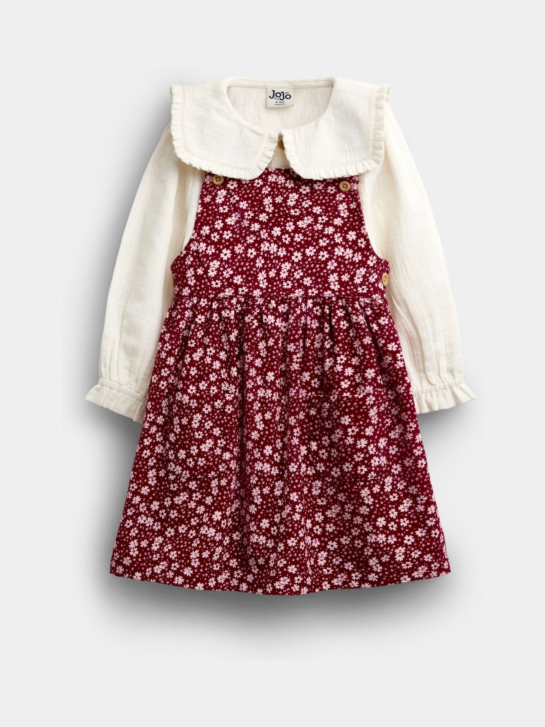 Plum Floral Cord Pinafore Dress & Top Set - Image 1 of 7