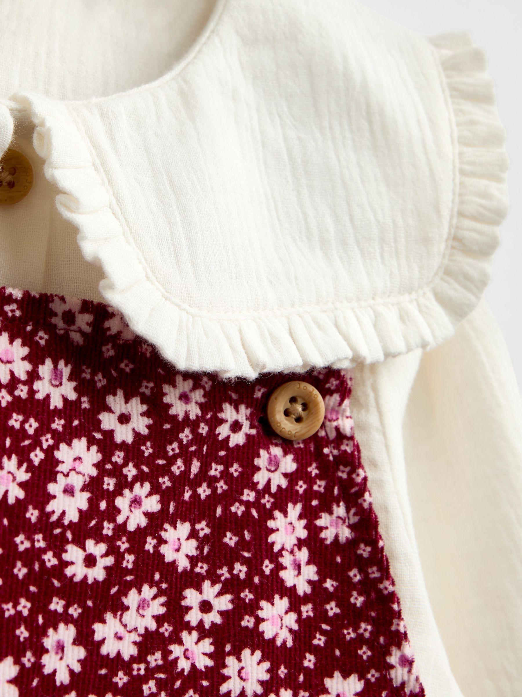 Plum Floral Cord Pinafore Dress & Top Set - Image 6 of 7