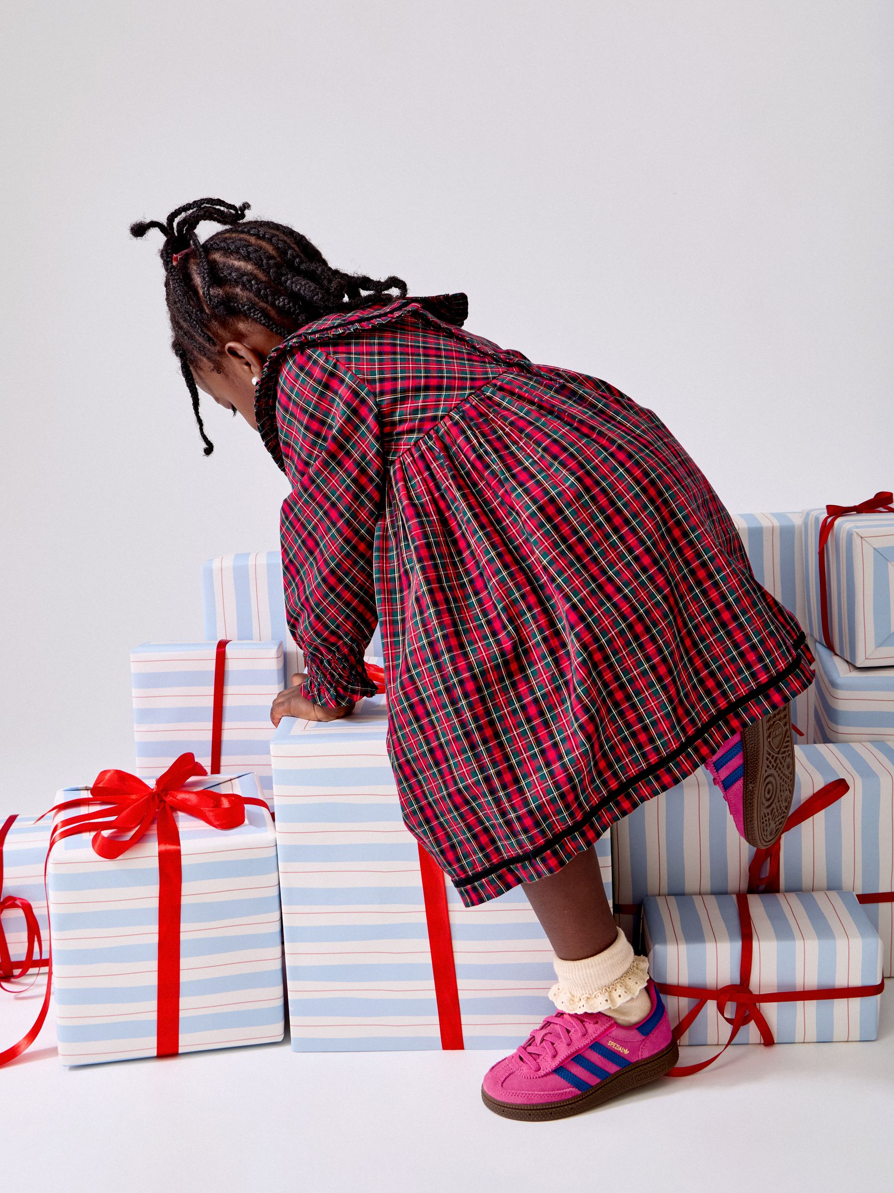 Red Tartan Check Frill Collar Dress - Image 2 of 7