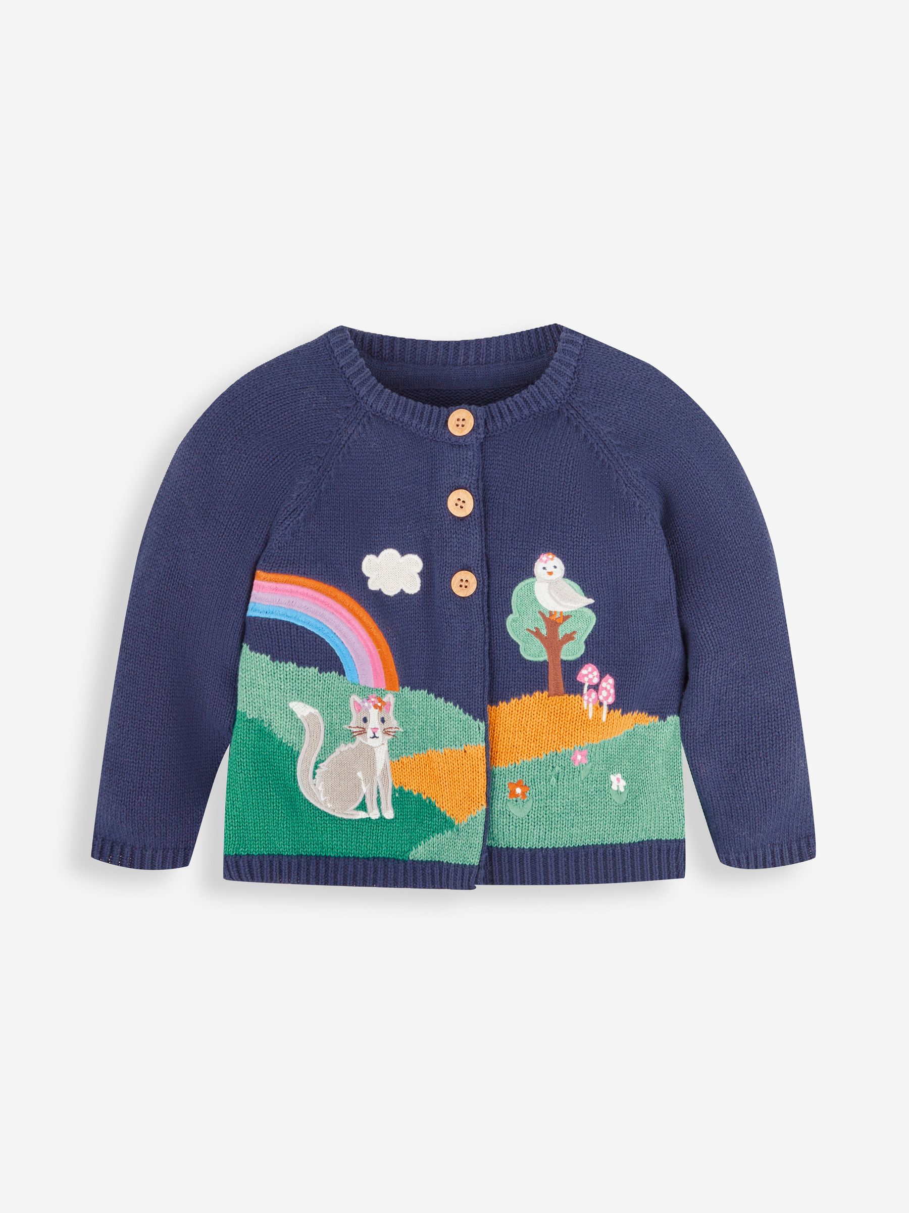 Navy Girls' Animal Scene Cardigan - Image 3 of 5