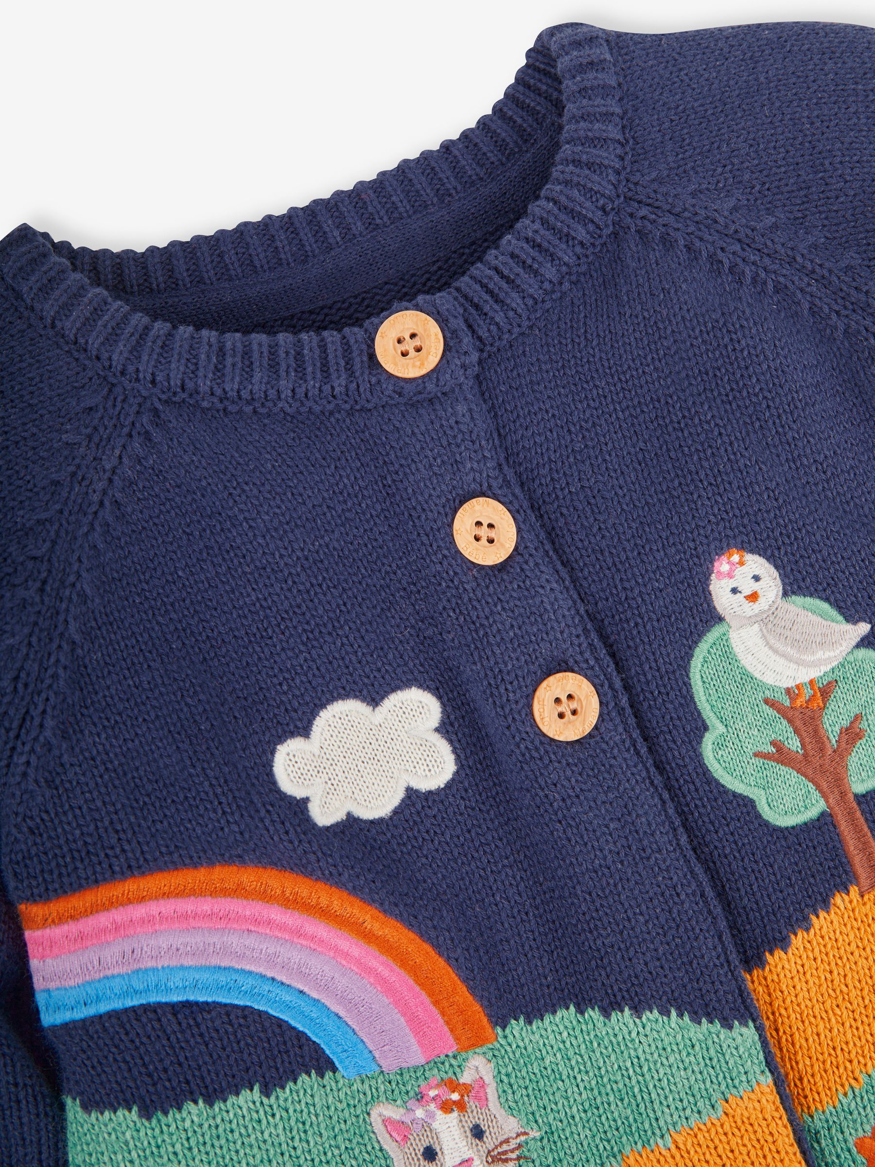 Navy Girls' Animal Scene Cardigan - Image 4 of 5