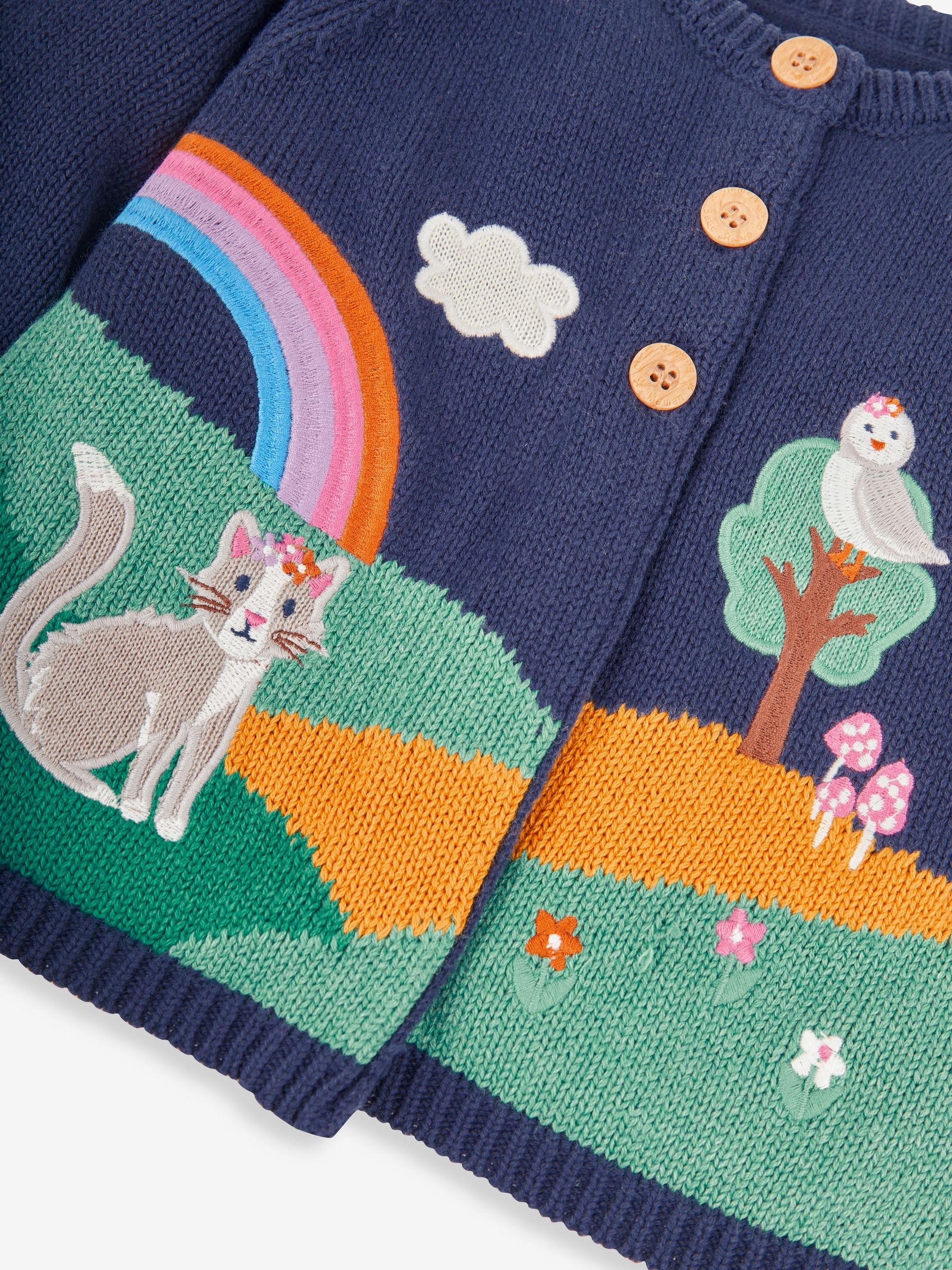 Navy Girls' Animal Scene Cardigan - Image 5 of 5