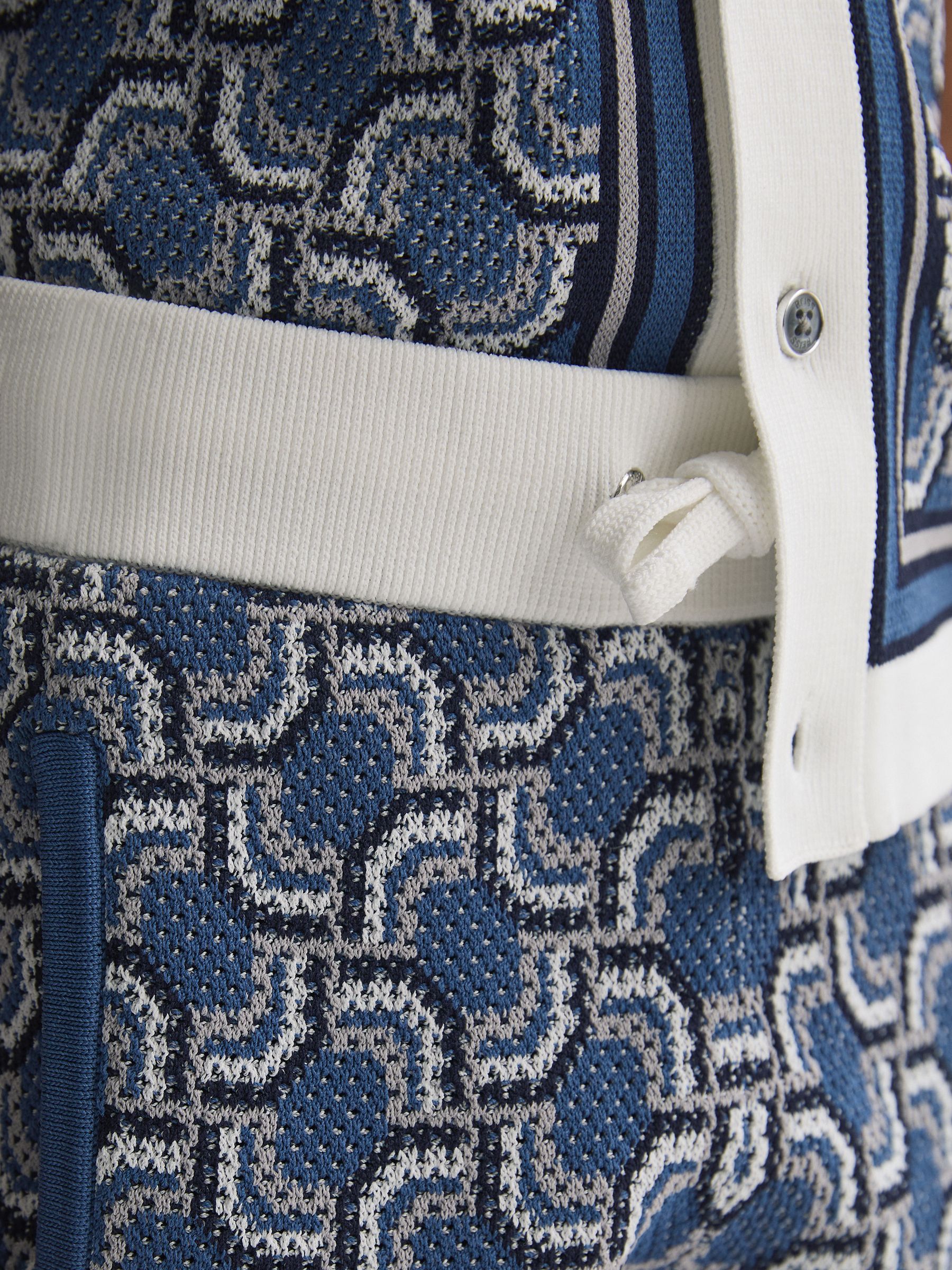 9-14 yrs Knitted Patterned Drawstring Shorts in Blue - Image 4 of 6