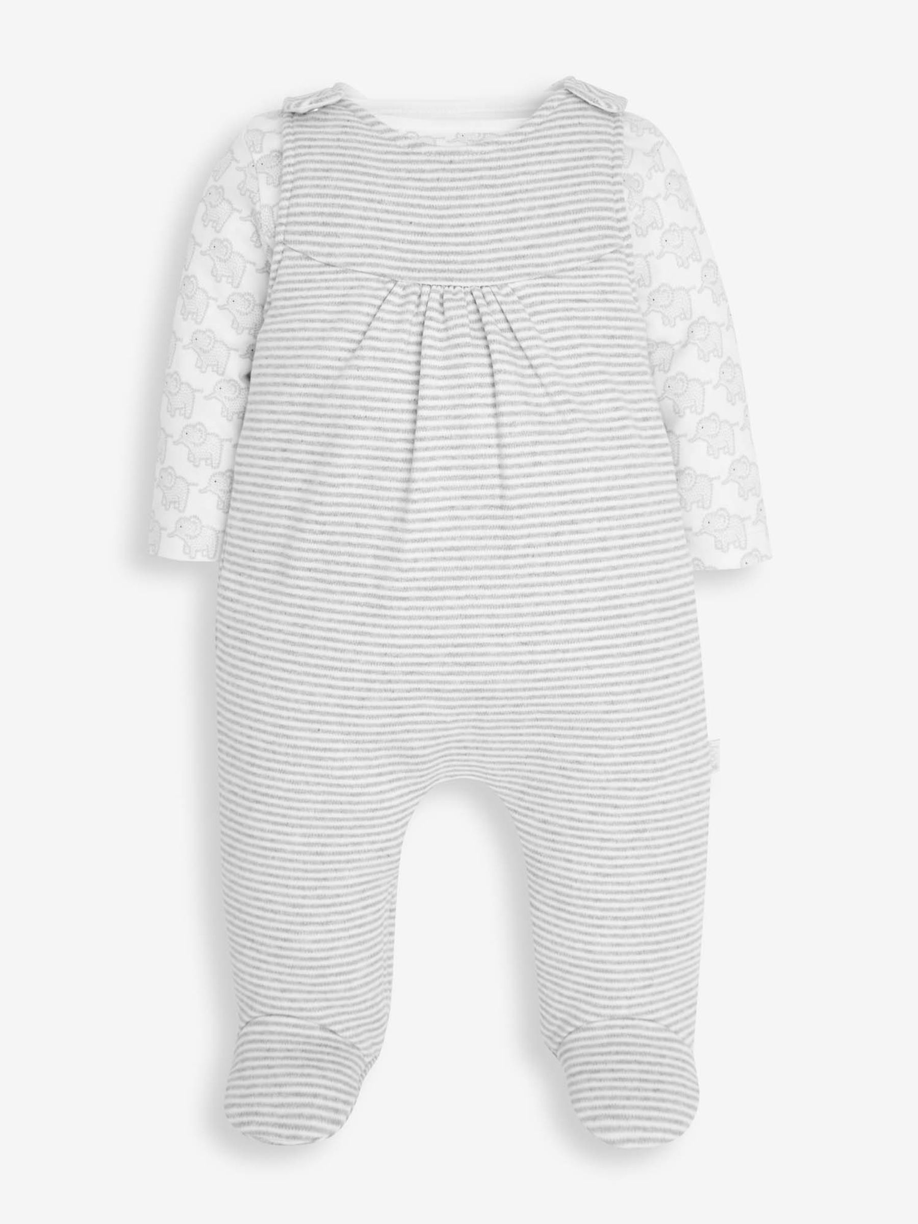 Grey 2-Piece Elephant Dungaree Set - Image 1 of 6