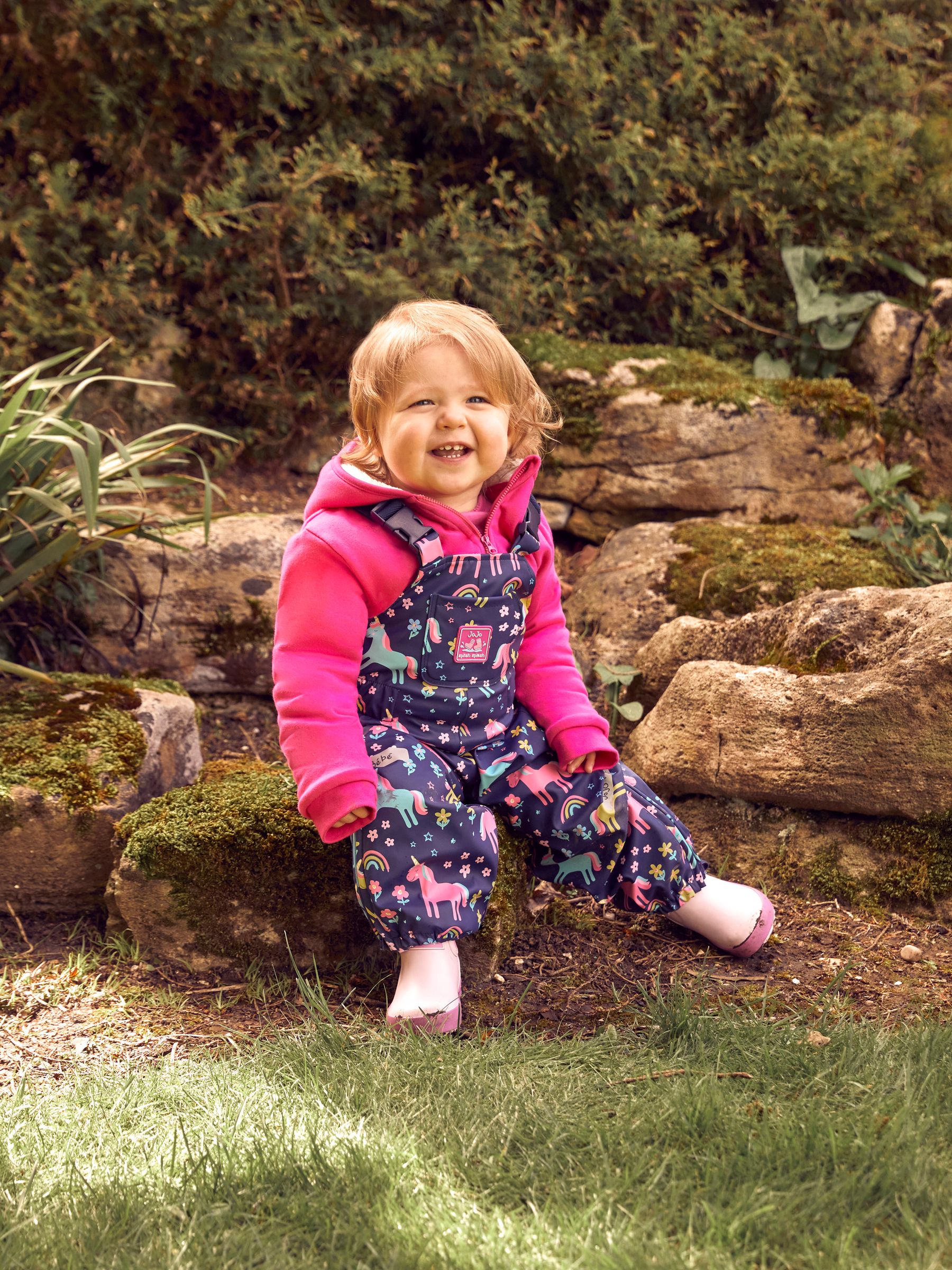 Navy Unicorn Print Waterproof Dungarees - Image 4 of 7