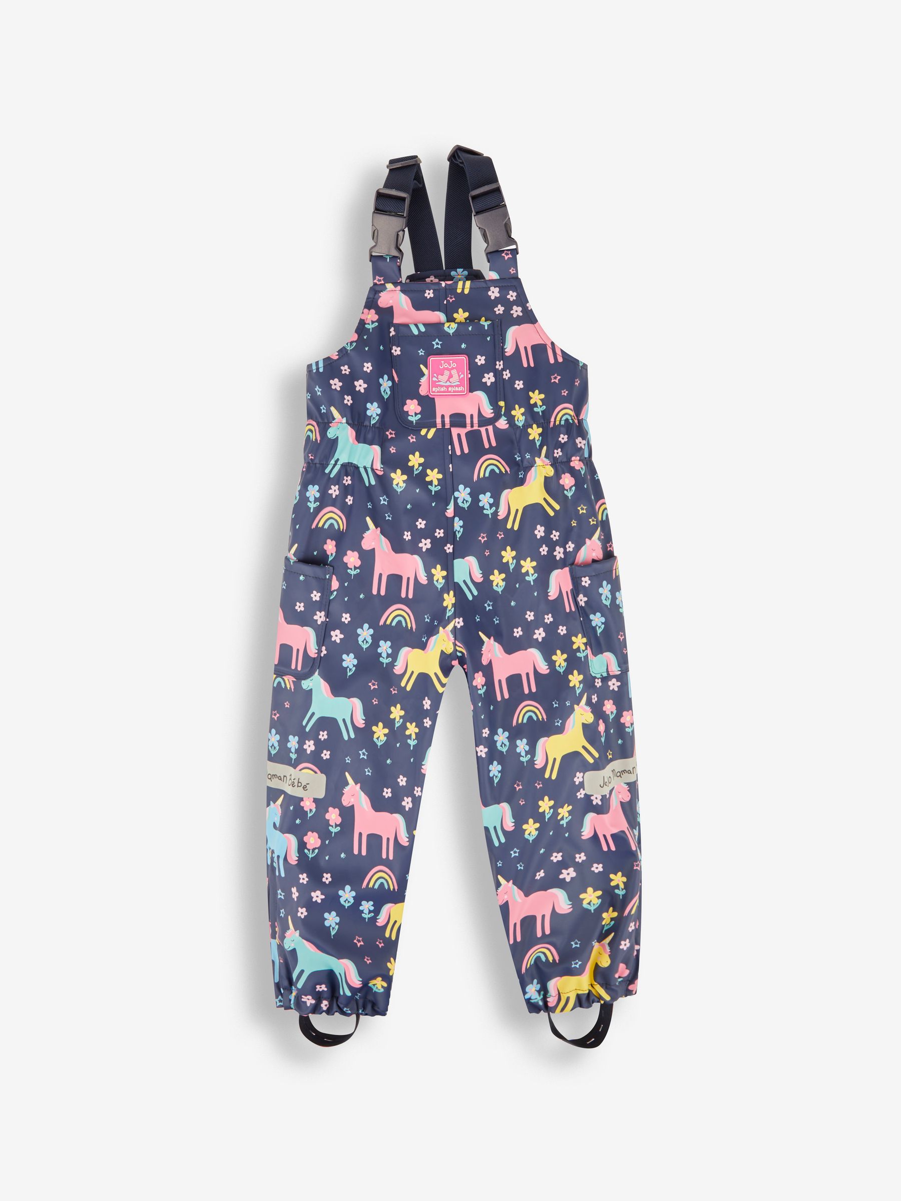 Navy Unicorn Print Waterproof Dungarees - Image 5 of 7