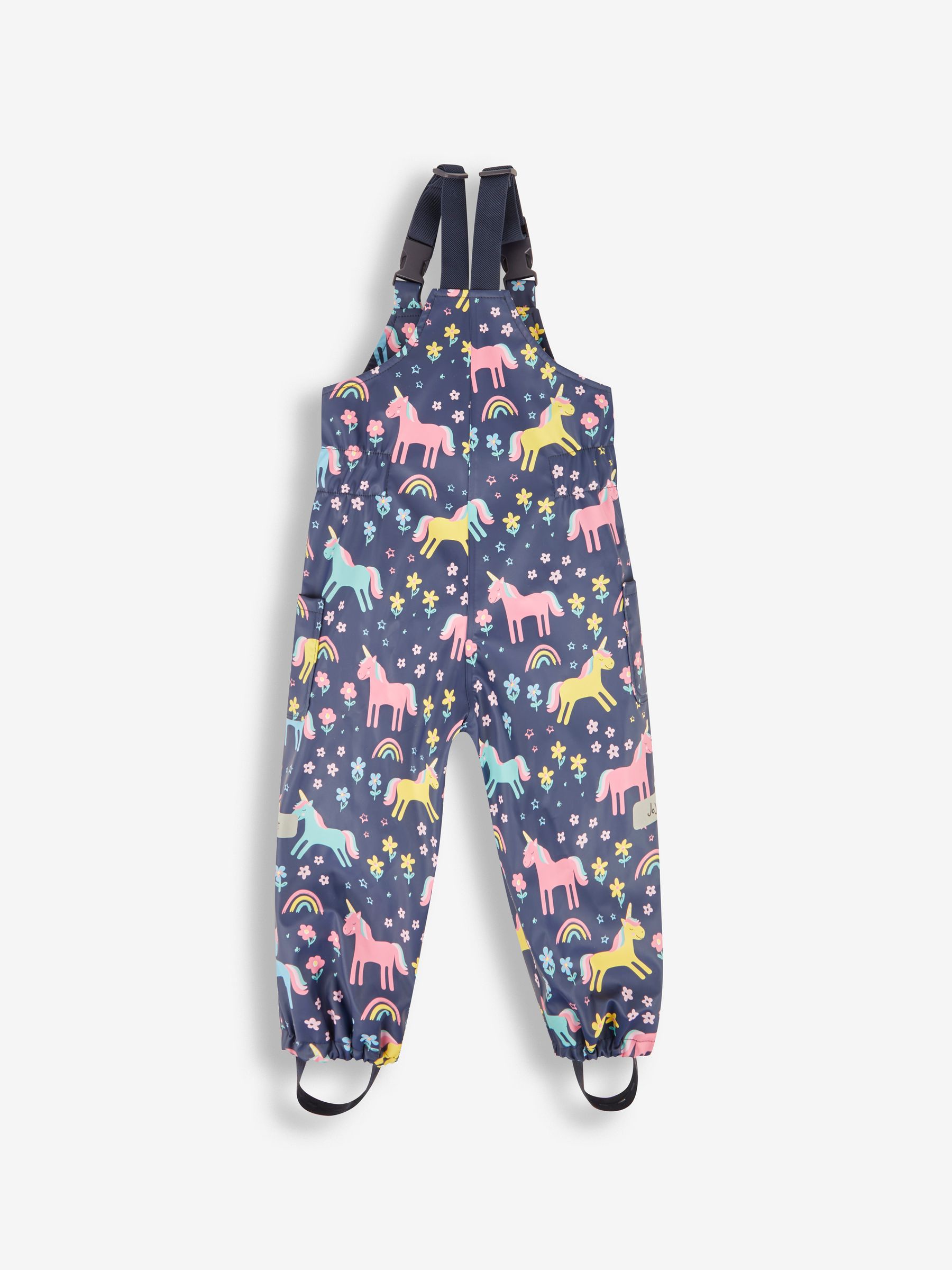 Navy Unicorn Print Waterproof Dungarees - Image 6 of 7