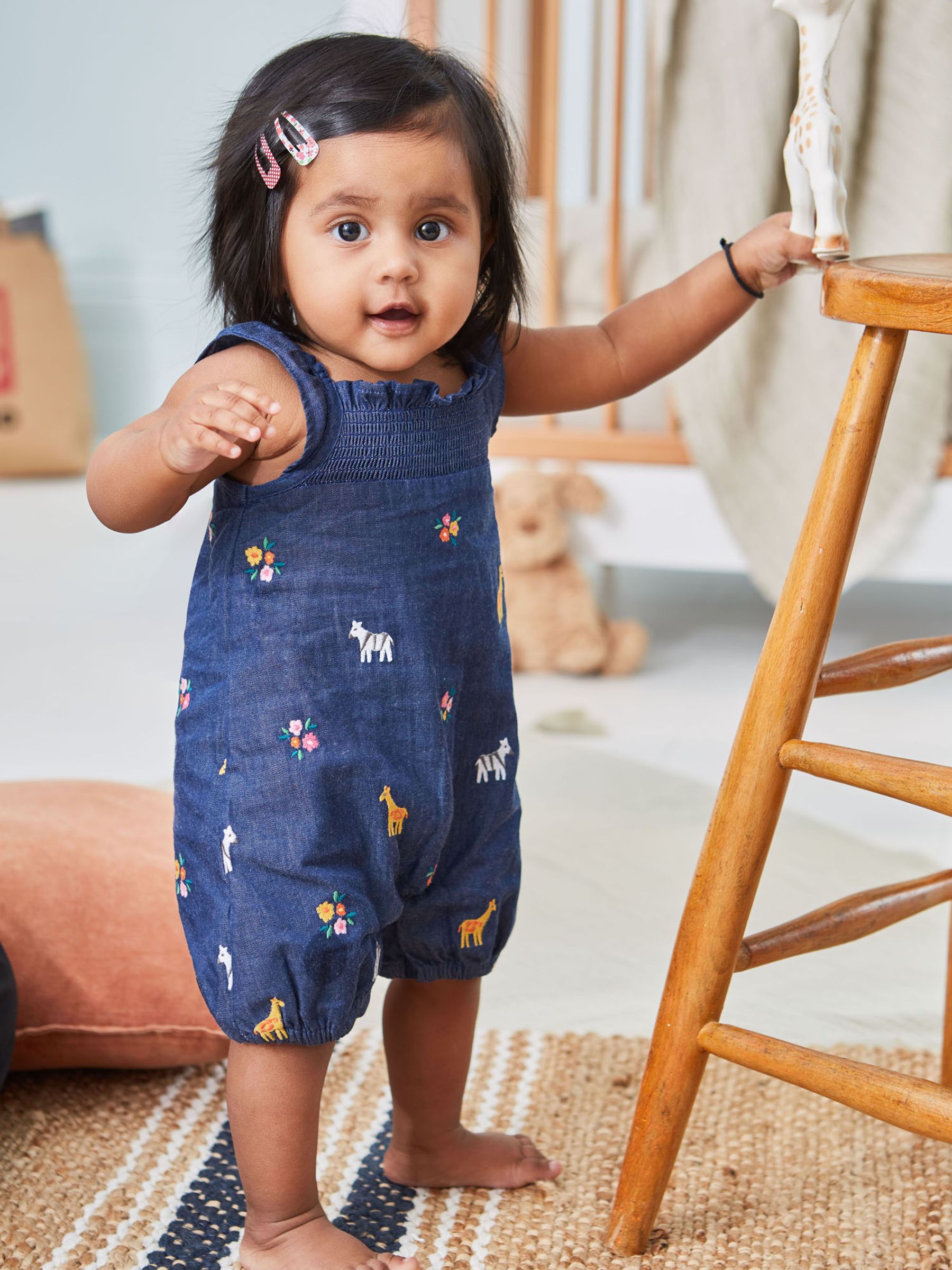Chambray Chambray Jungle Embroidered Baby Sunsuit - Image 3 of 5