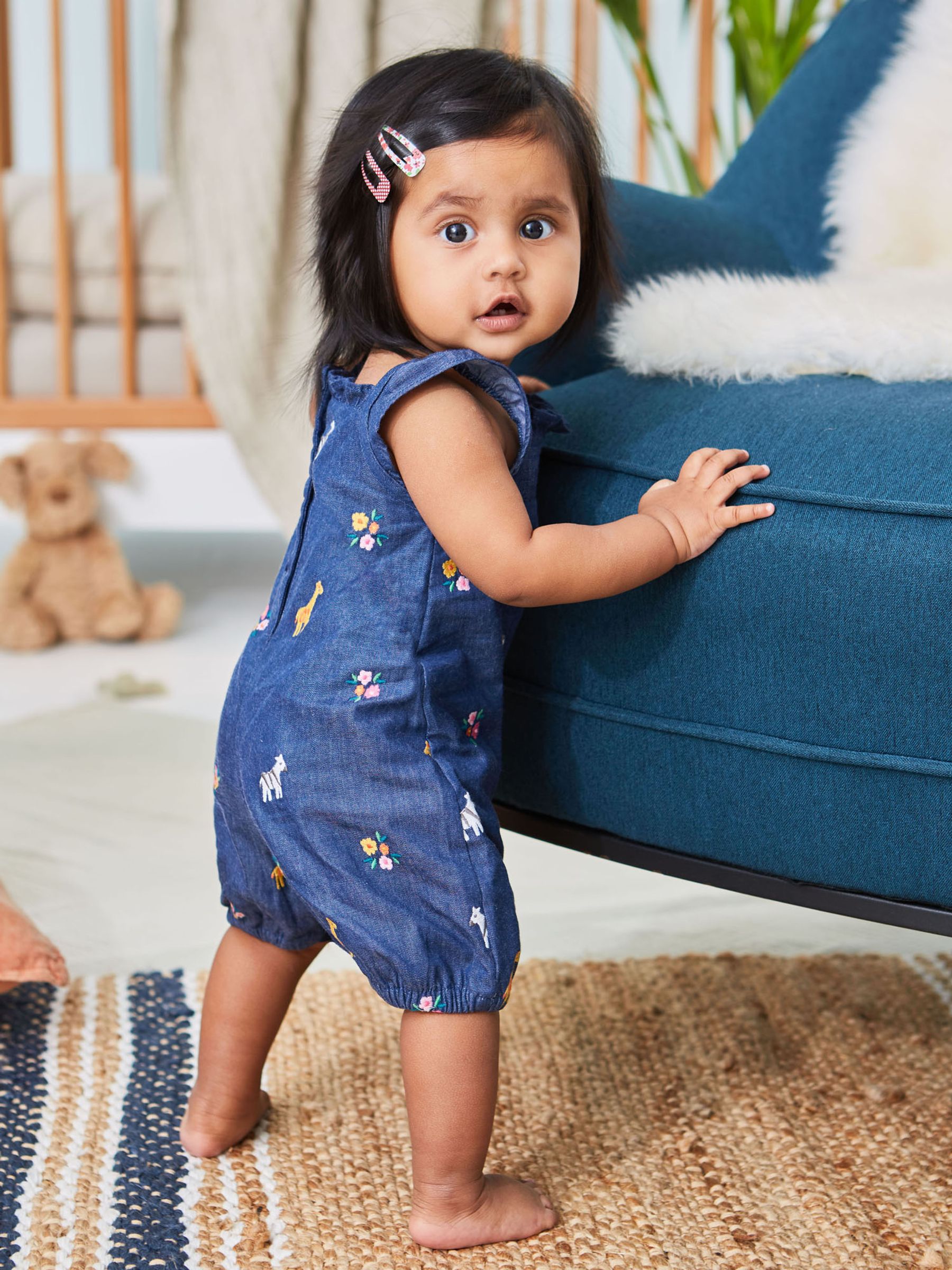 Chambray Chambray Jungle Embroidered Baby Sunsuit - Image 4 of 5