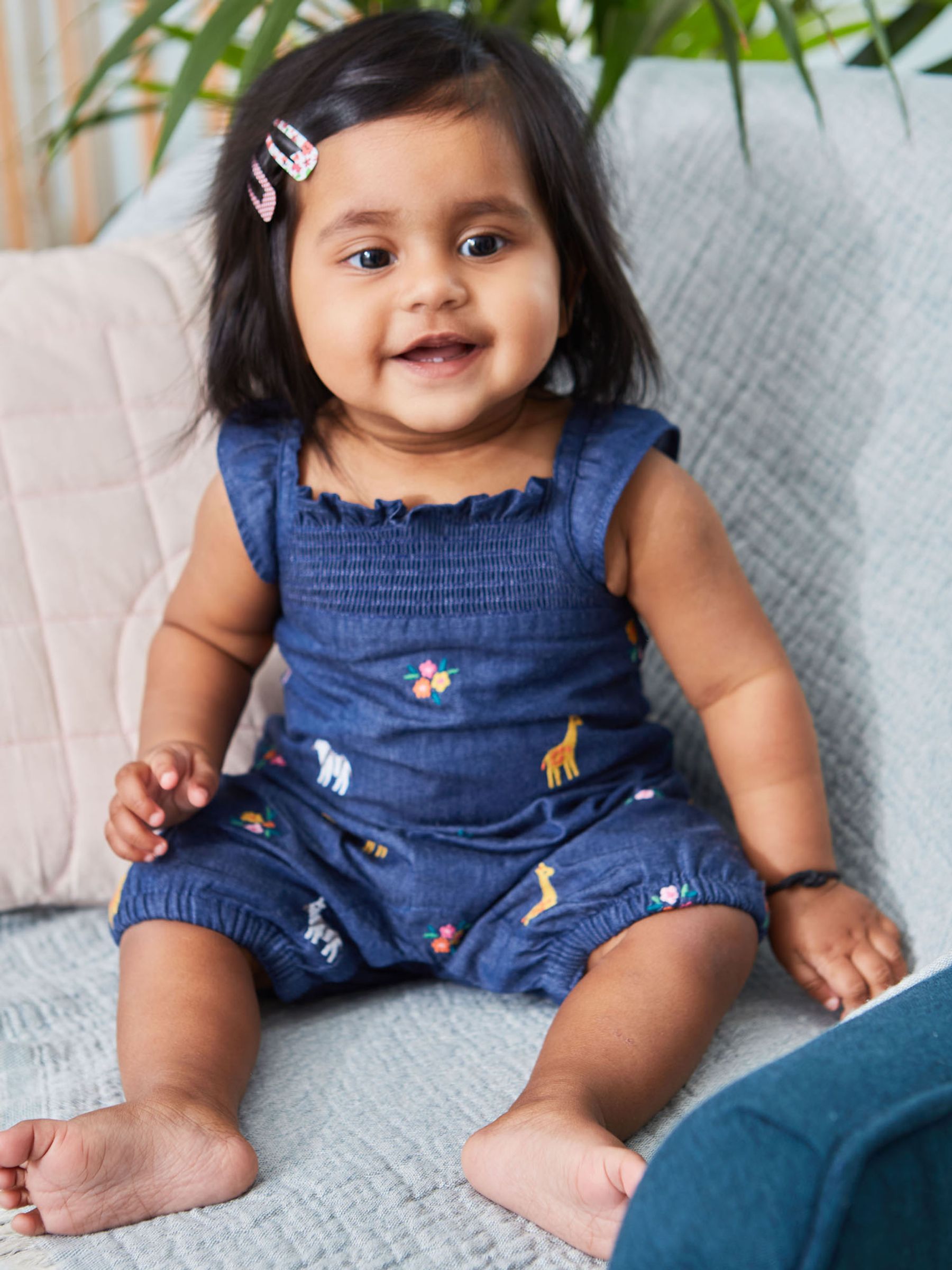 Chambray Chambray Jungle Embroidered Baby Sunsuit - Image 5 of 5