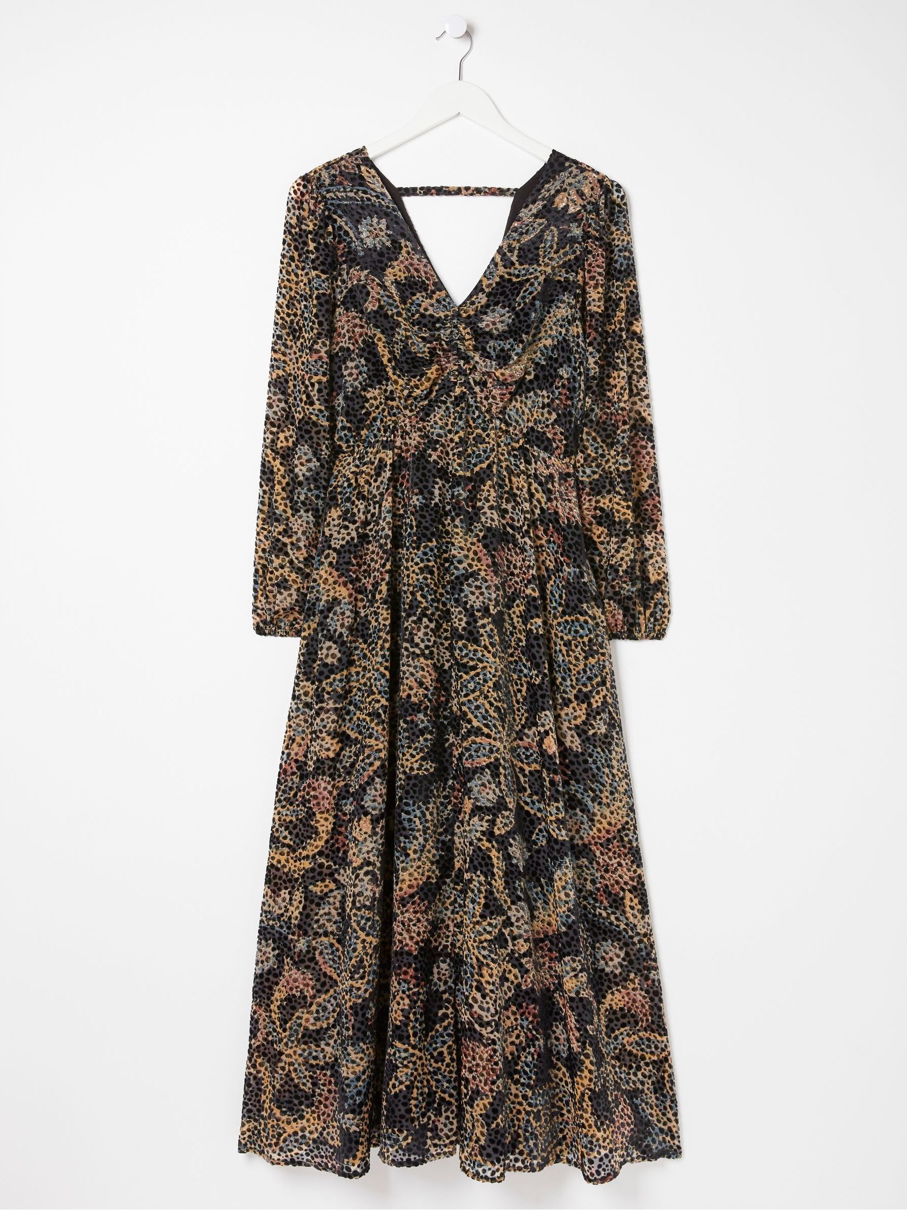 Black Victoria Floral Devore Midi Dress - Image 7 of 7