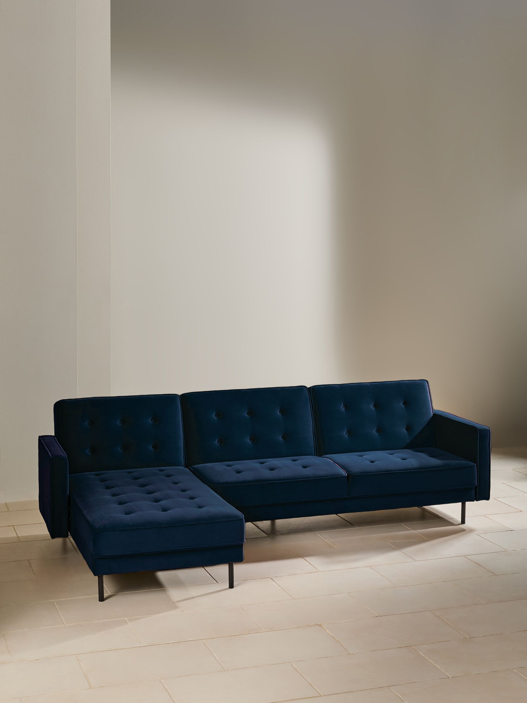 Rosslyn Left Hand Facing Sofa Bed in Midnight Navy Blue Velvet - Image 2 of 6
