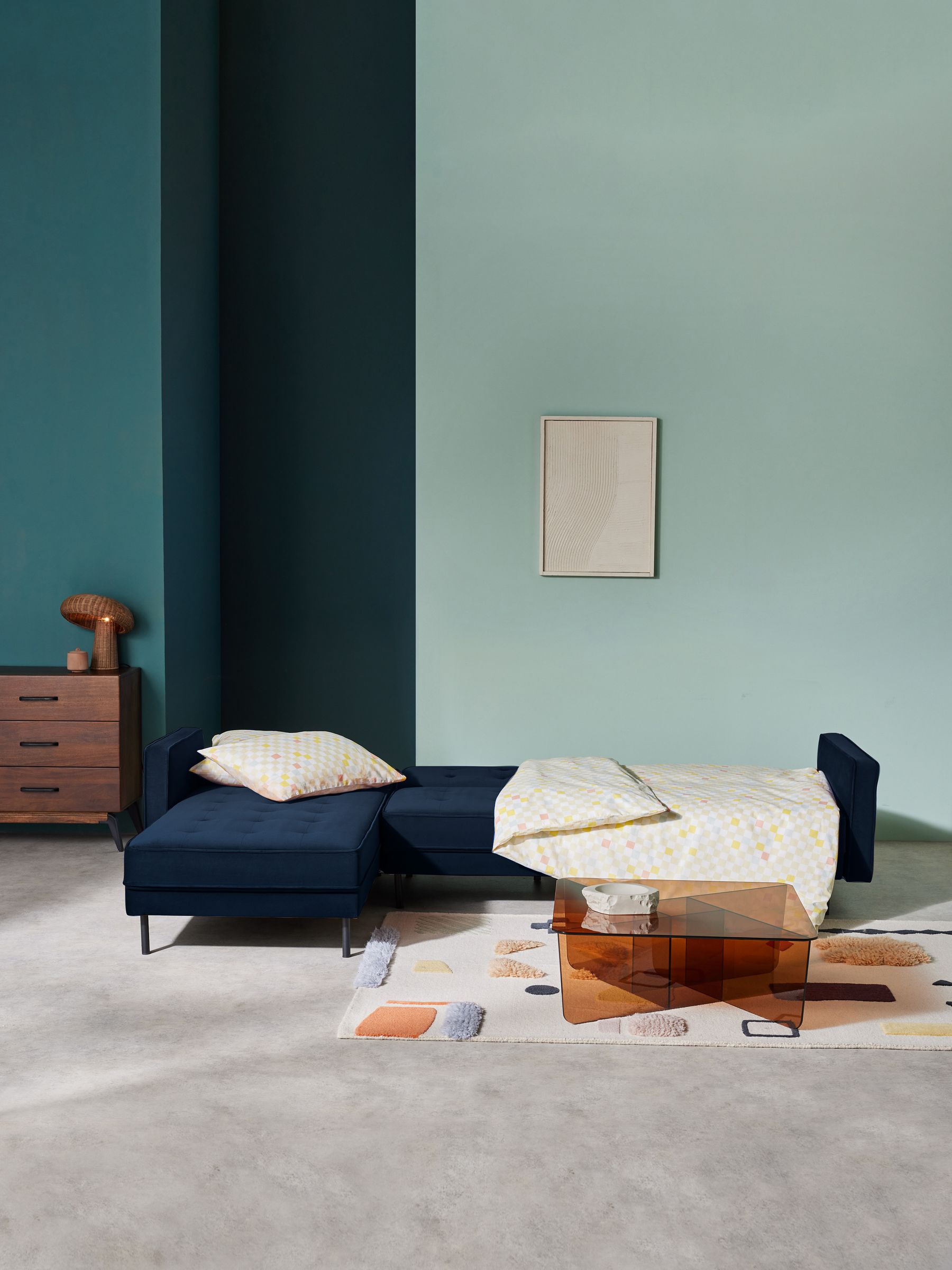 Rosslyn Left Hand Facing Sofa Bed in Midnight Navy Blue Velvet - Image 3 of 6