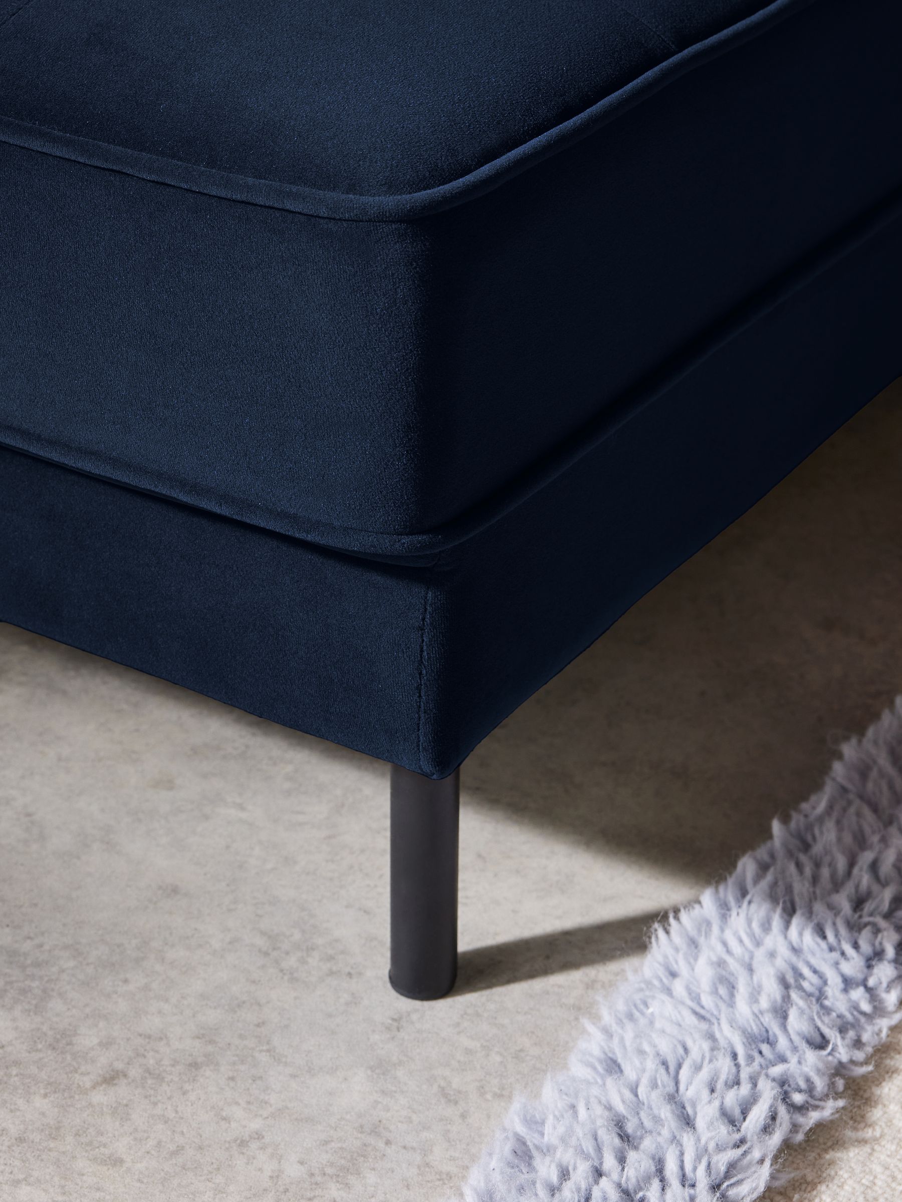 Rosslyn Left Hand Facing Sofa Bed in Midnight Navy Blue Velvet - Image 4 of 6