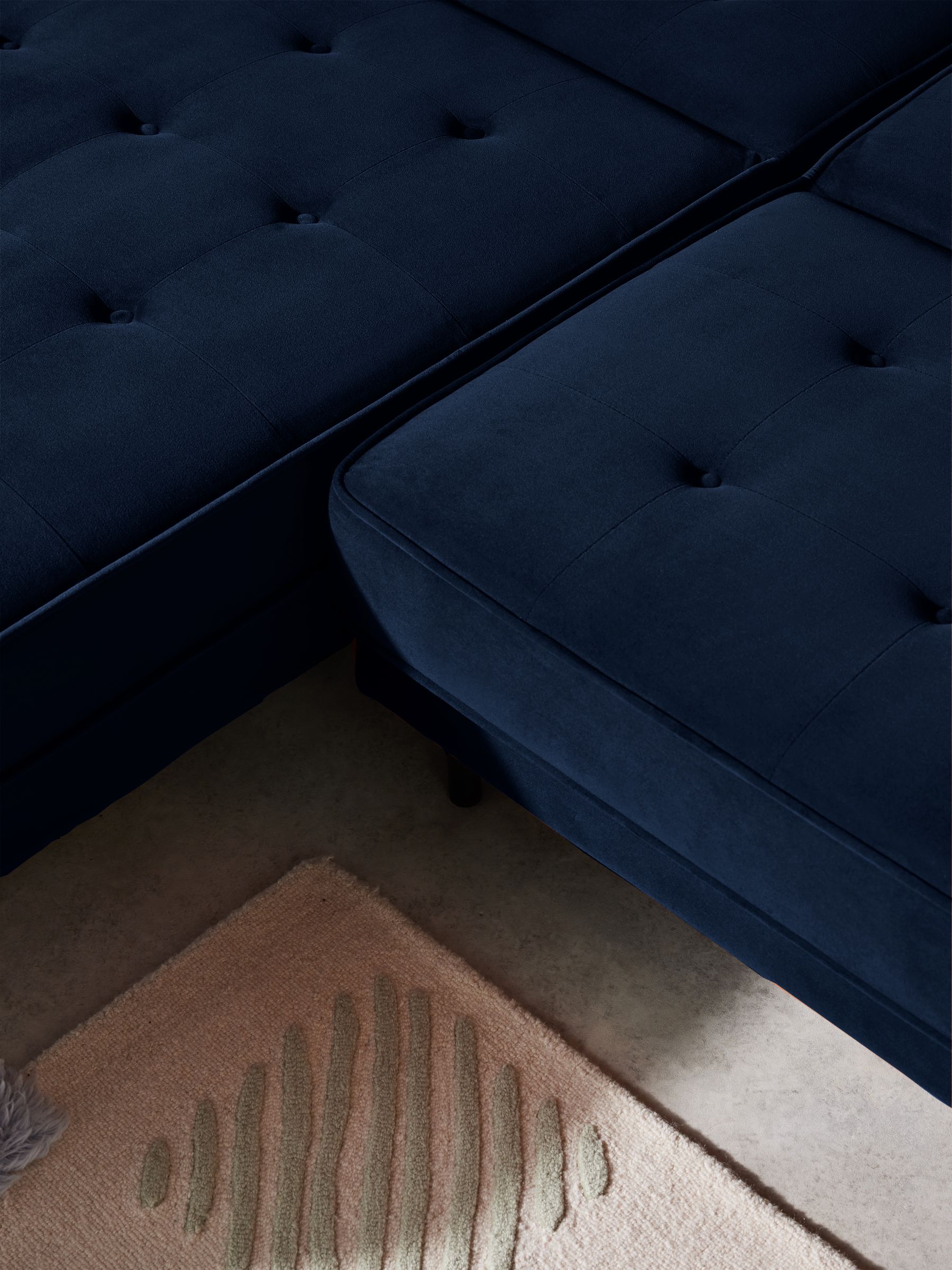 Rosslyn Left Hand Facing Sofa Bed in Midnight Navy Blue Velvet - Image 5 of 6