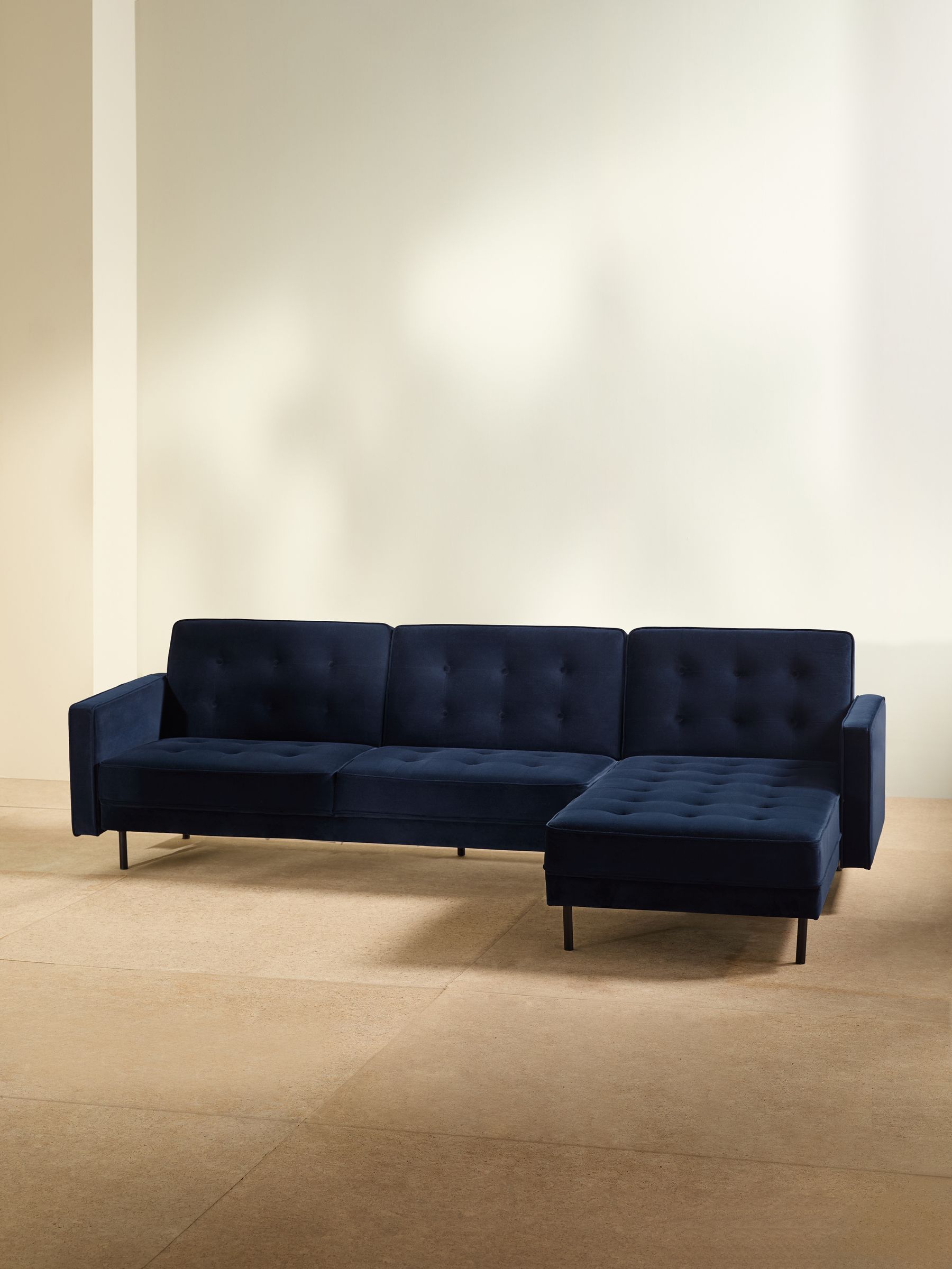 Rosslyn Right Hand Facing Sofa Bed in Midnight Navy Blue Velvet - Image 2 of 6