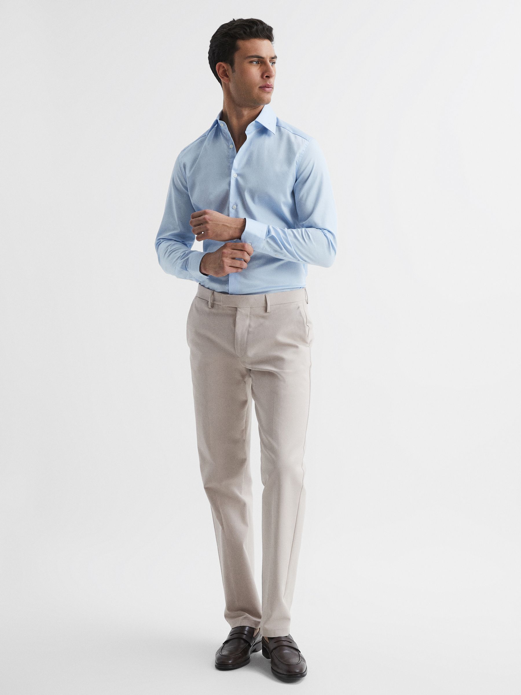 Cotton Blend Chinos in Stone - Image 3 of 7