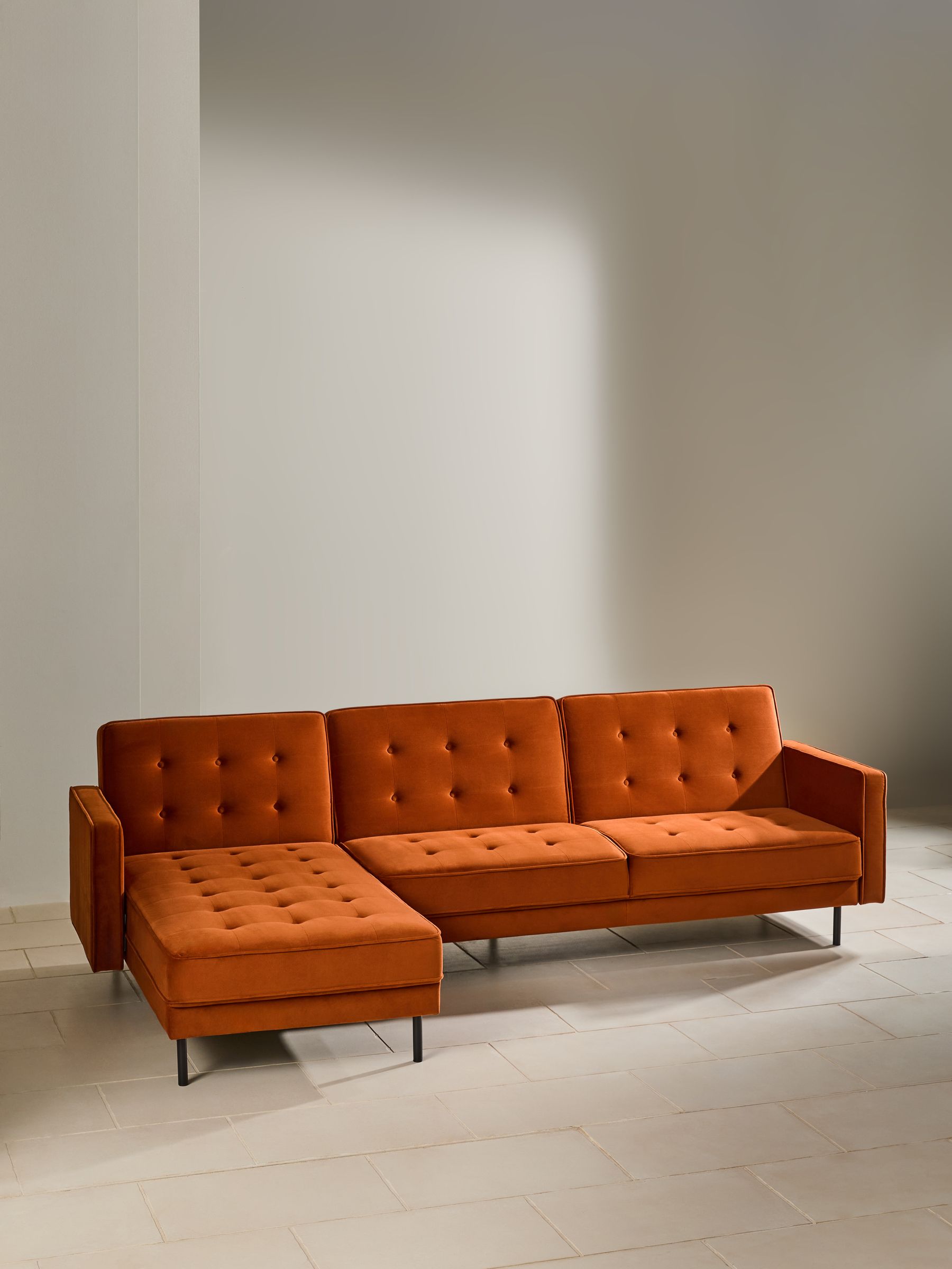 Rosslyn Left Hand Facing Sofa Bed in Cinnamon Velvet - Image 2 of 4