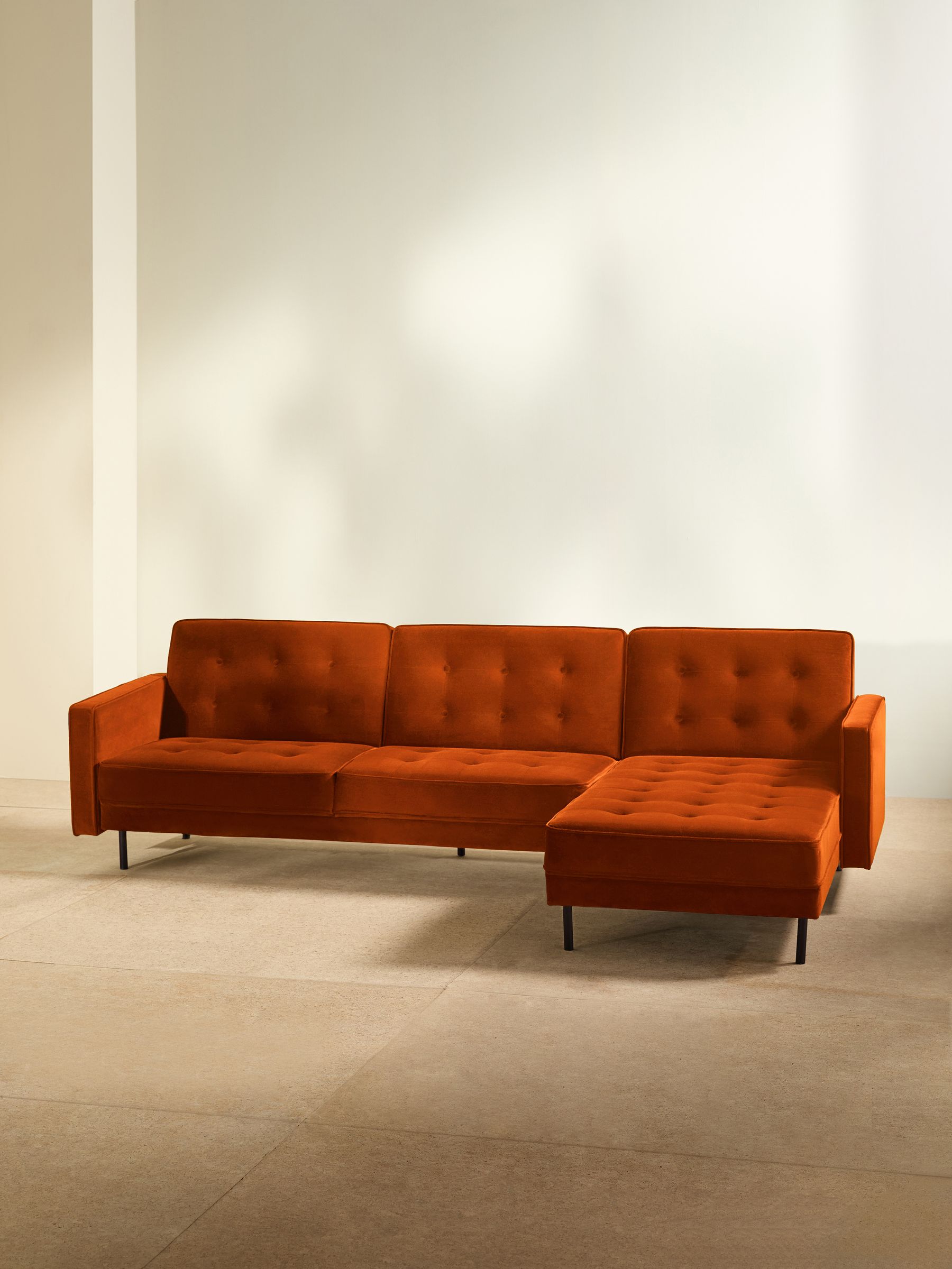 Rosslyn Right Hand Facing Sofa Bed in Cinnamon Velvet - Image 5 of 5