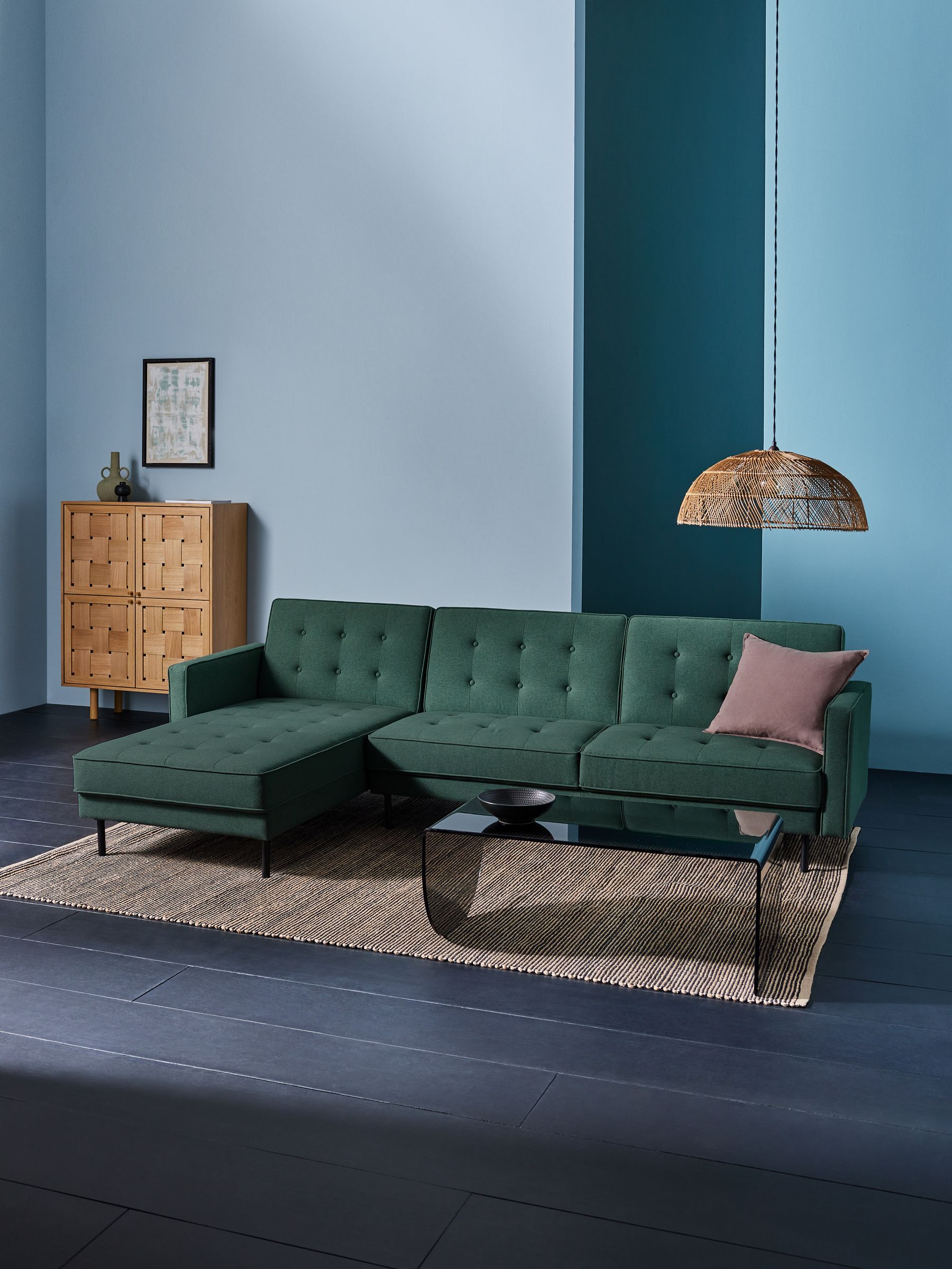 Rosslyn Left Hand Facing Sofa Bed in Woodland Green - Image 1 of 6