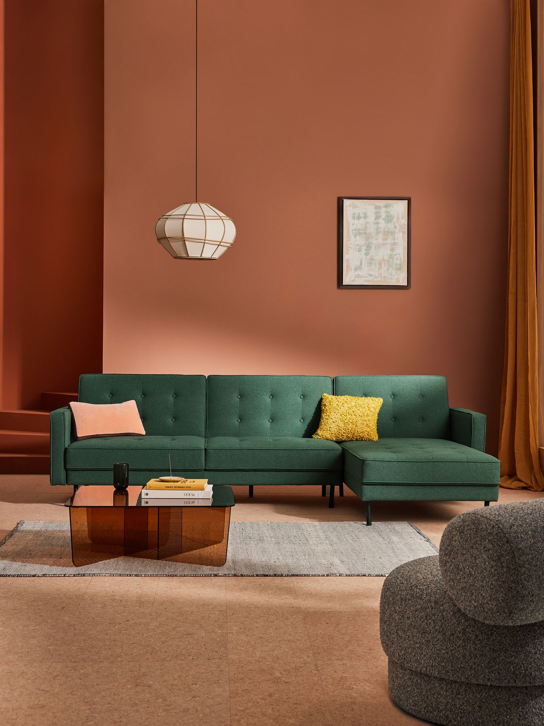 Rosslyn Right Hand Facing Sofa Bed in Woodland Green Made
