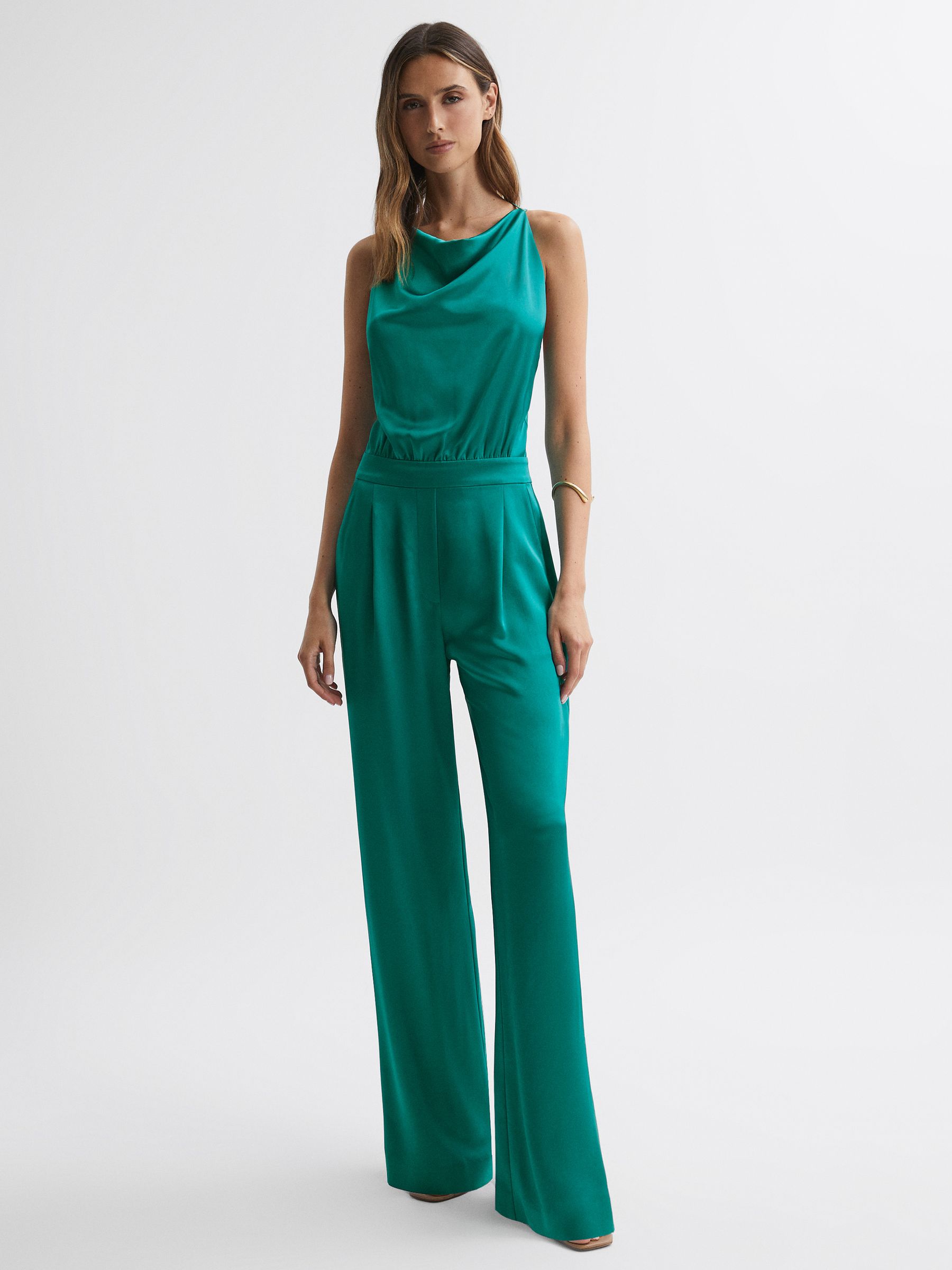 Cowl Neck Jumpsuit in Green - Image 3 of 5