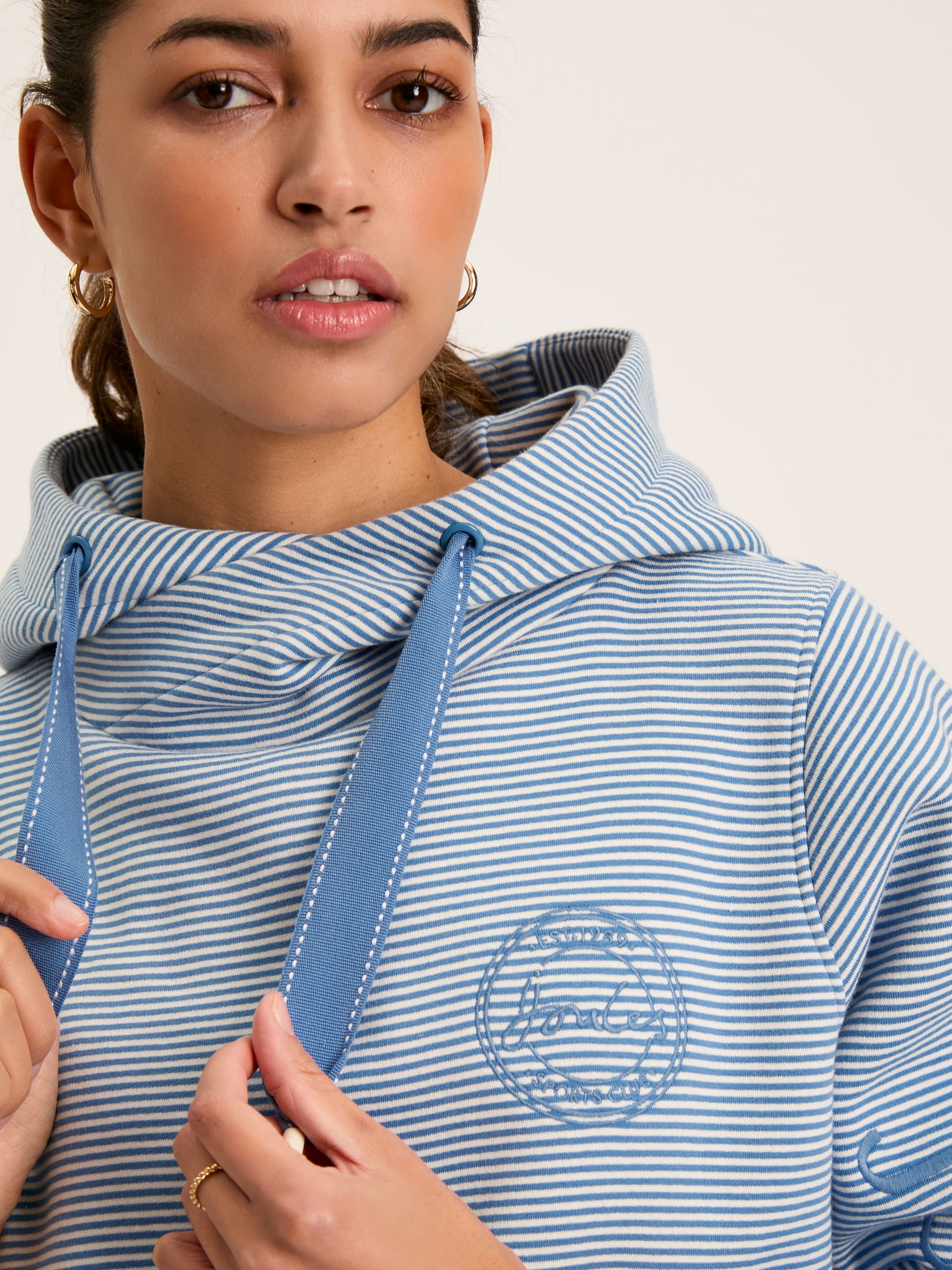 Rushton Blue Cowl Neck Hoodie - Image 4 of 7