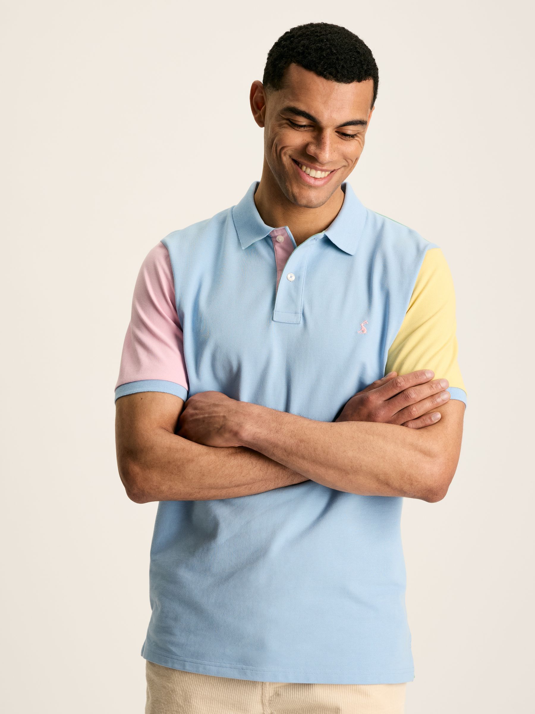 Woody Blue Colourblock Polo Shirt - Image 1 of 7