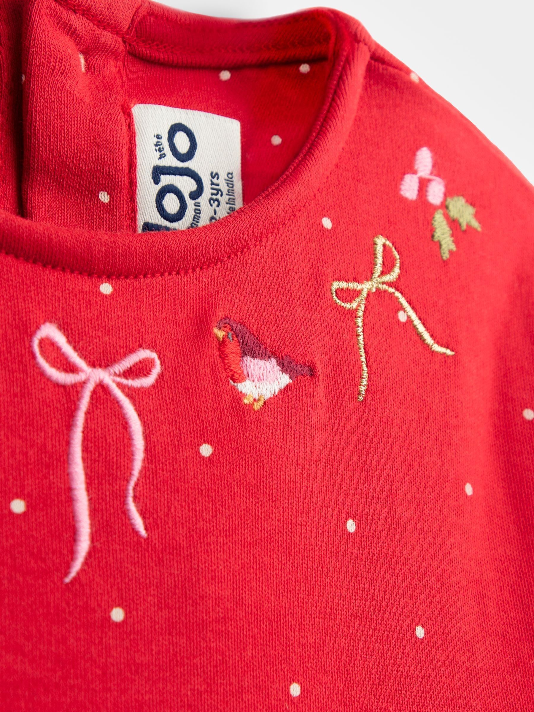 Red Reindeer Appliqué Hem Jersey Dress - Image 3 of 4